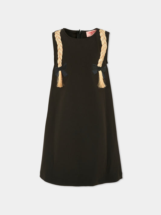 Vestito nero per bambina con trecce,Vivetta Kids,VI2506N