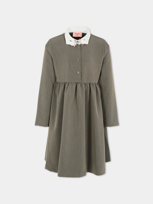 Vestito grigio per bambina con mani,Vivetta Kids,VI2511GR