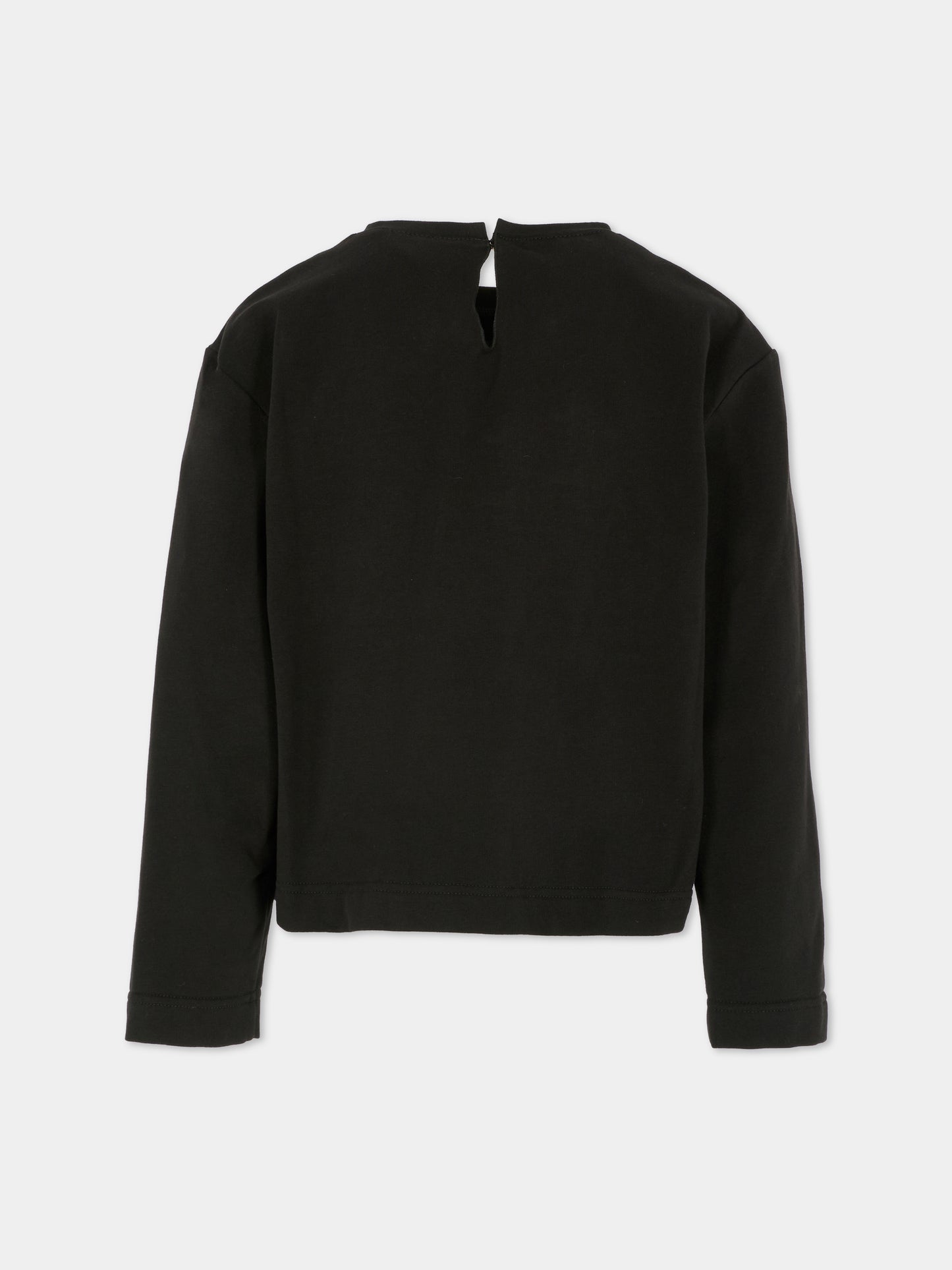 Felpa nera per bambina con trecce,Vivetta Kids,VI2565N