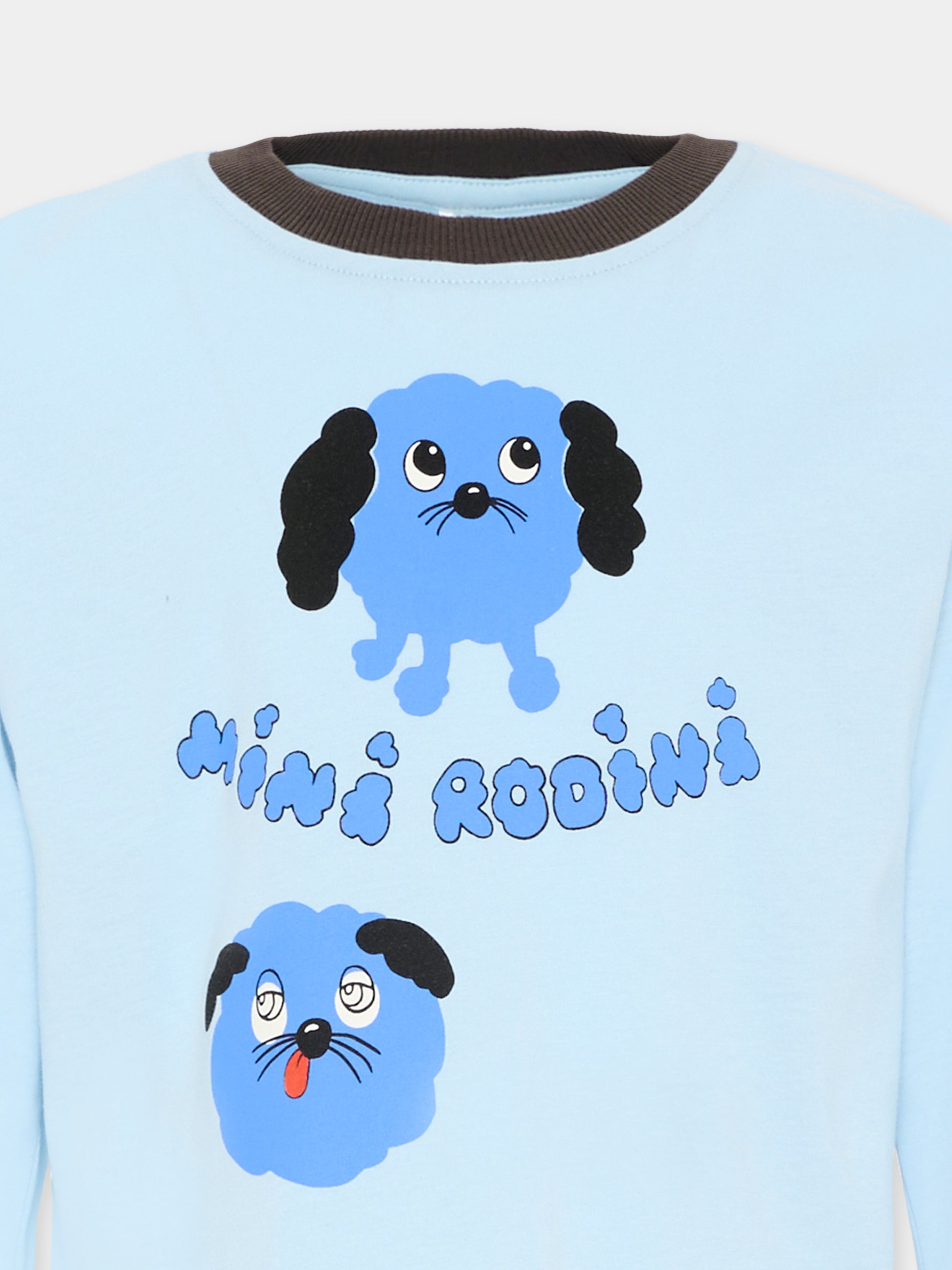 T-Shirt azzurra per bambino con stampa cane,Mini Rodini,2612011060