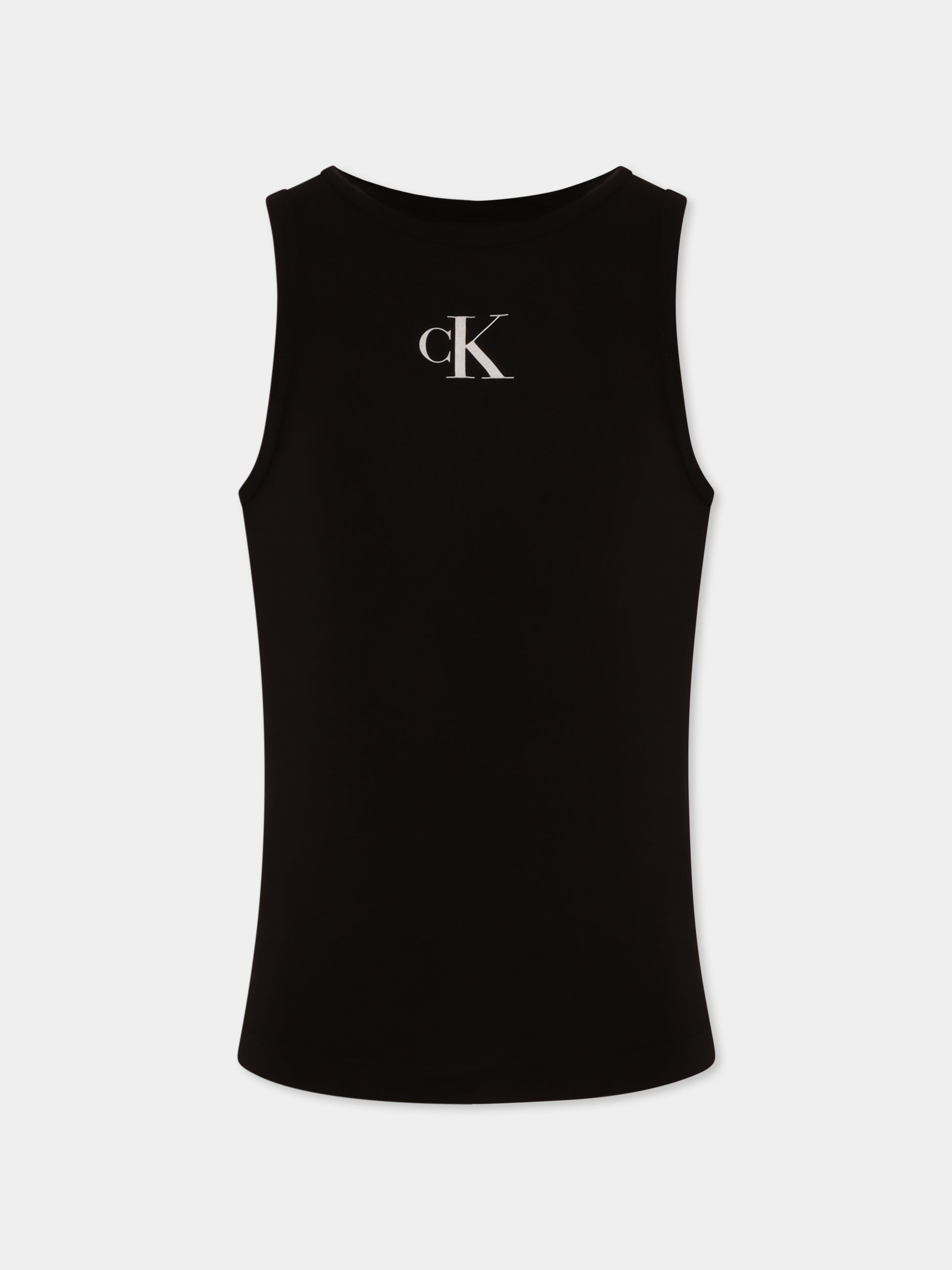 Canotta nera per bambina con logo,Calvin Klein Kids,25S CKIG0IG02435J IG0IG02435 BEH