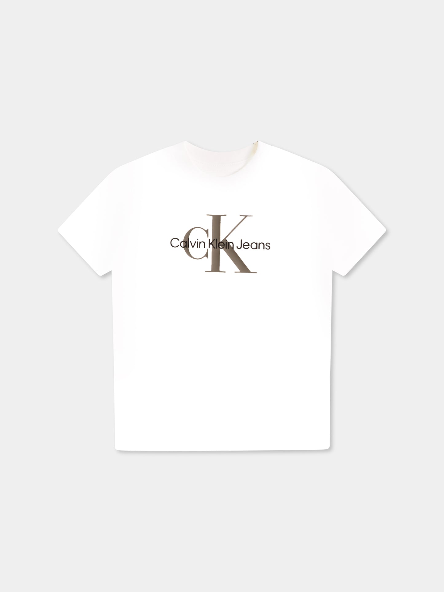 T-shirt bianca per neonati con logo nero e grigio,Calvin Klein Kids,24F CKIN0IN00001J IN0IN00001 YAF