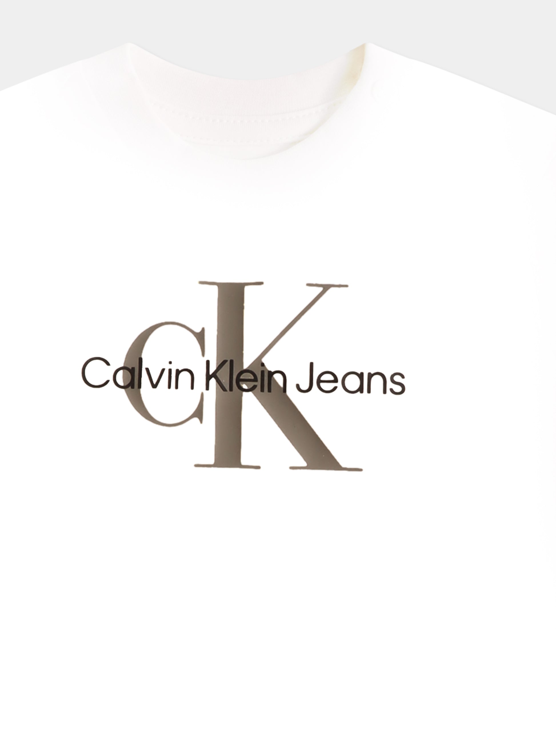 T-shirt bianca per neonati con logo nero e grigio,Calvin Klein Kids,24F CKIN0IN00001J IN0IN00001 YAF