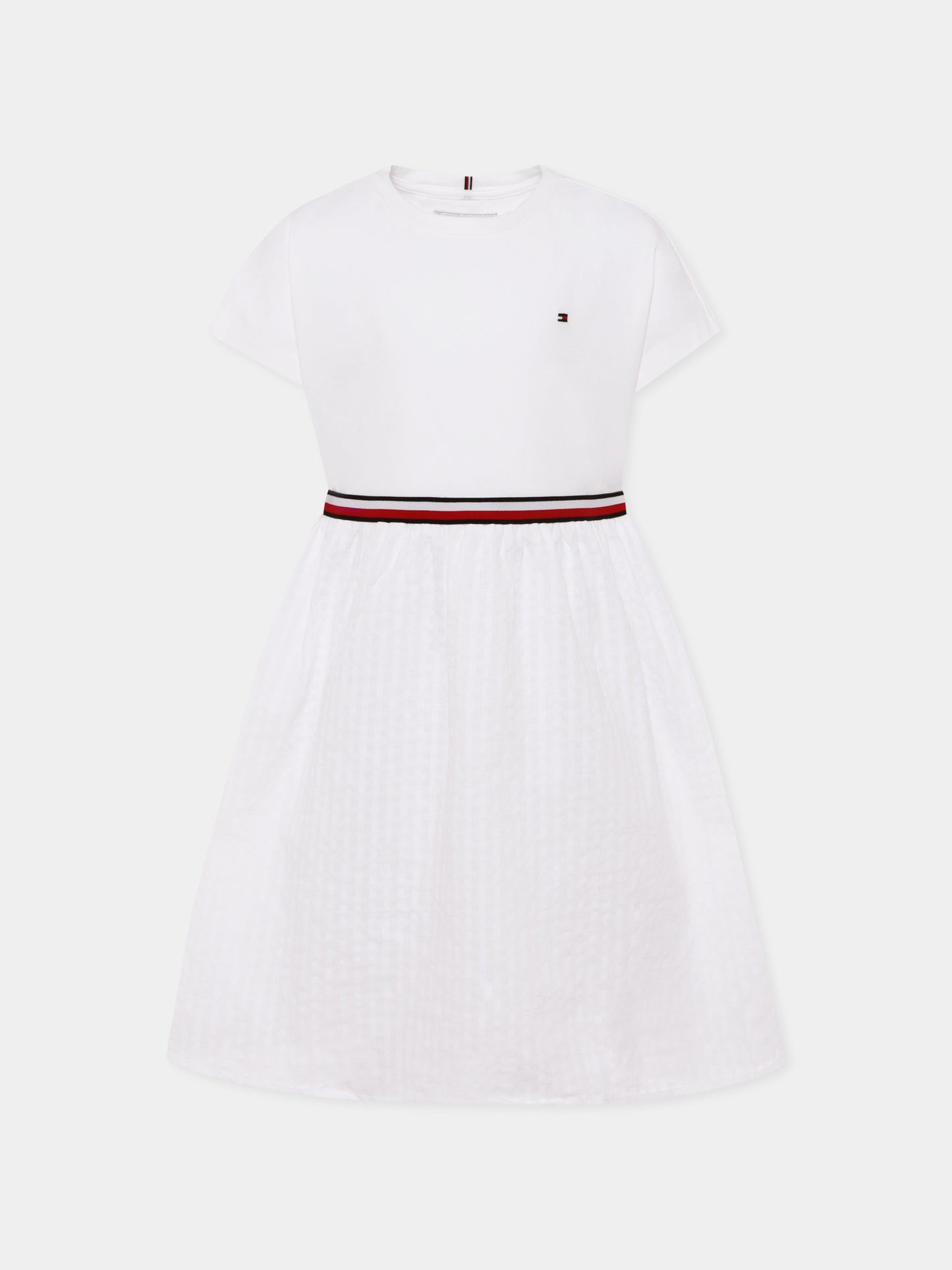 Vestito bianco per bambina con bandierina,Tommy Hilfiger Junior,KG0KG07925 YBR