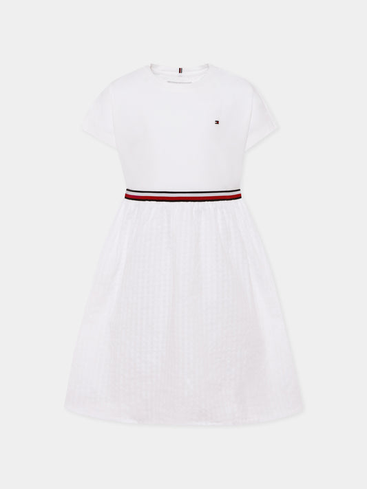 Vestito bianco per bambina con bandierina,Tommy Hilfiger Junior,KG0KG07925 YBR