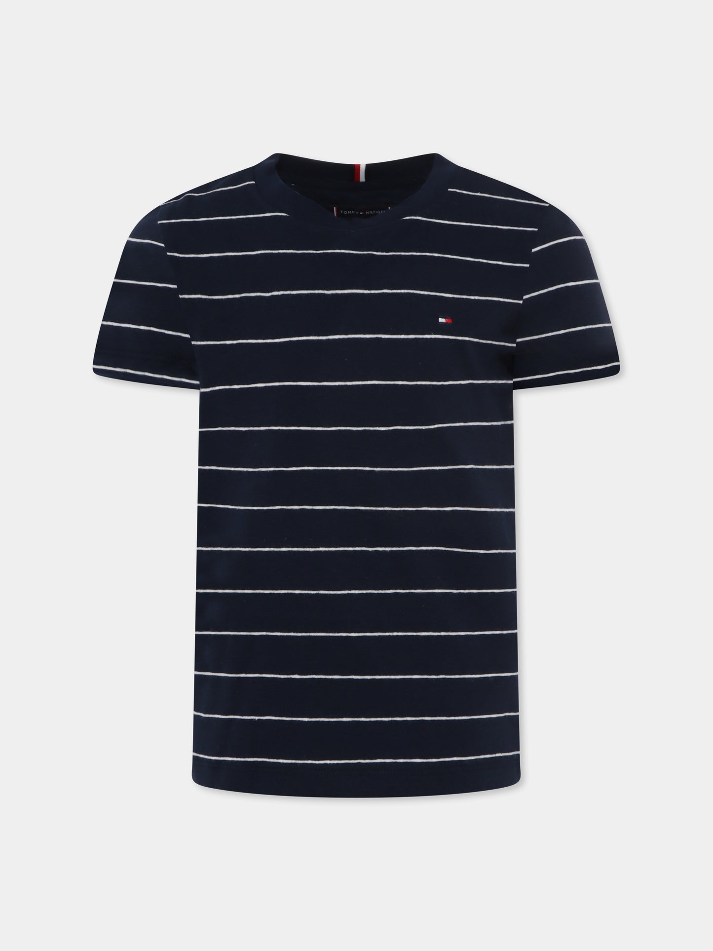 T-shirt blu per bambino con bandierina,Tommy Hilfiger Junior,25S THKB0KB09539J KB0KB09539 C1G