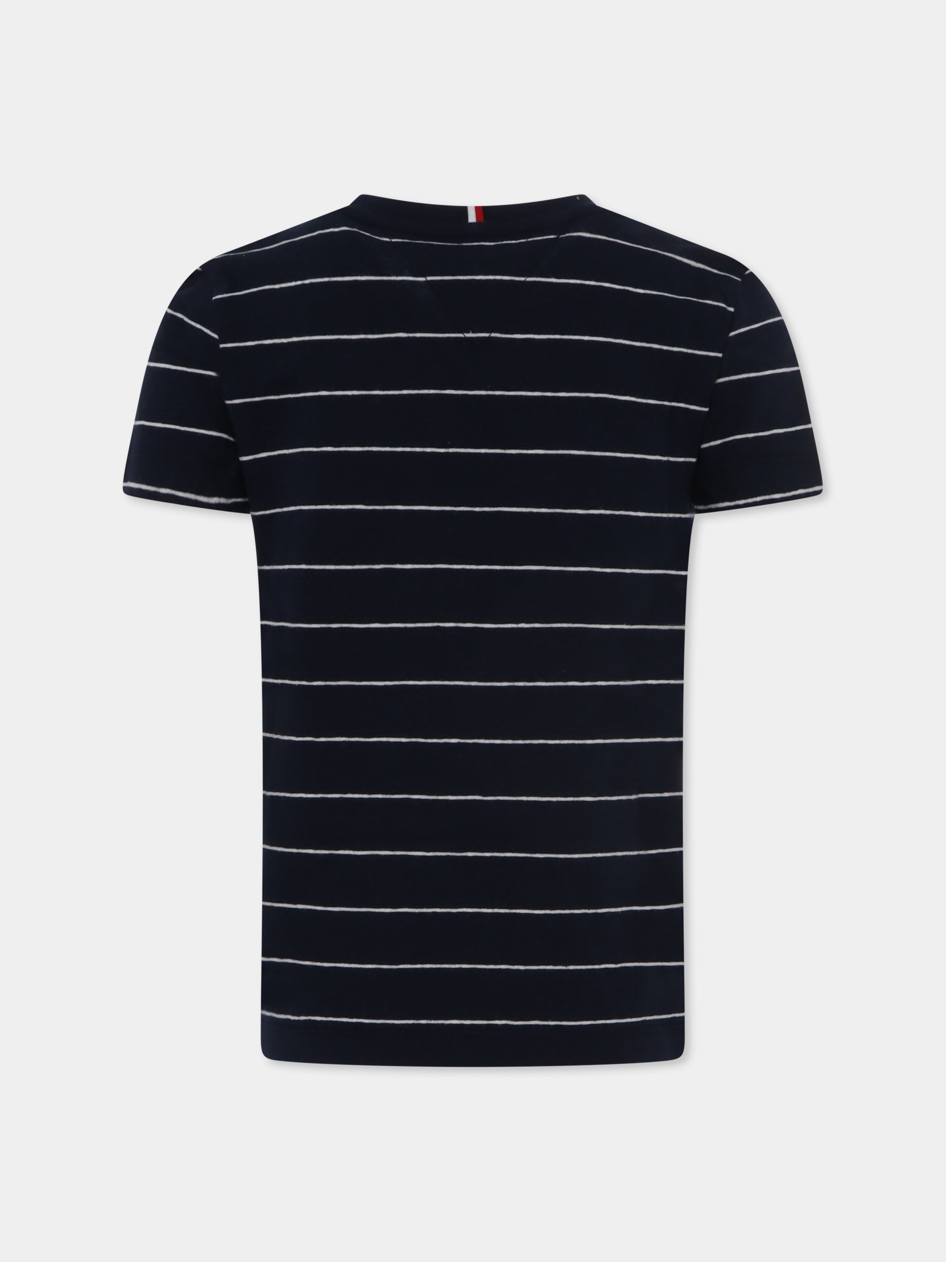 T-shirt blu per bambino con bandierina,Tommy Hilfiger Junior,25S THKB0KB09539J KB0KB09539 C1G