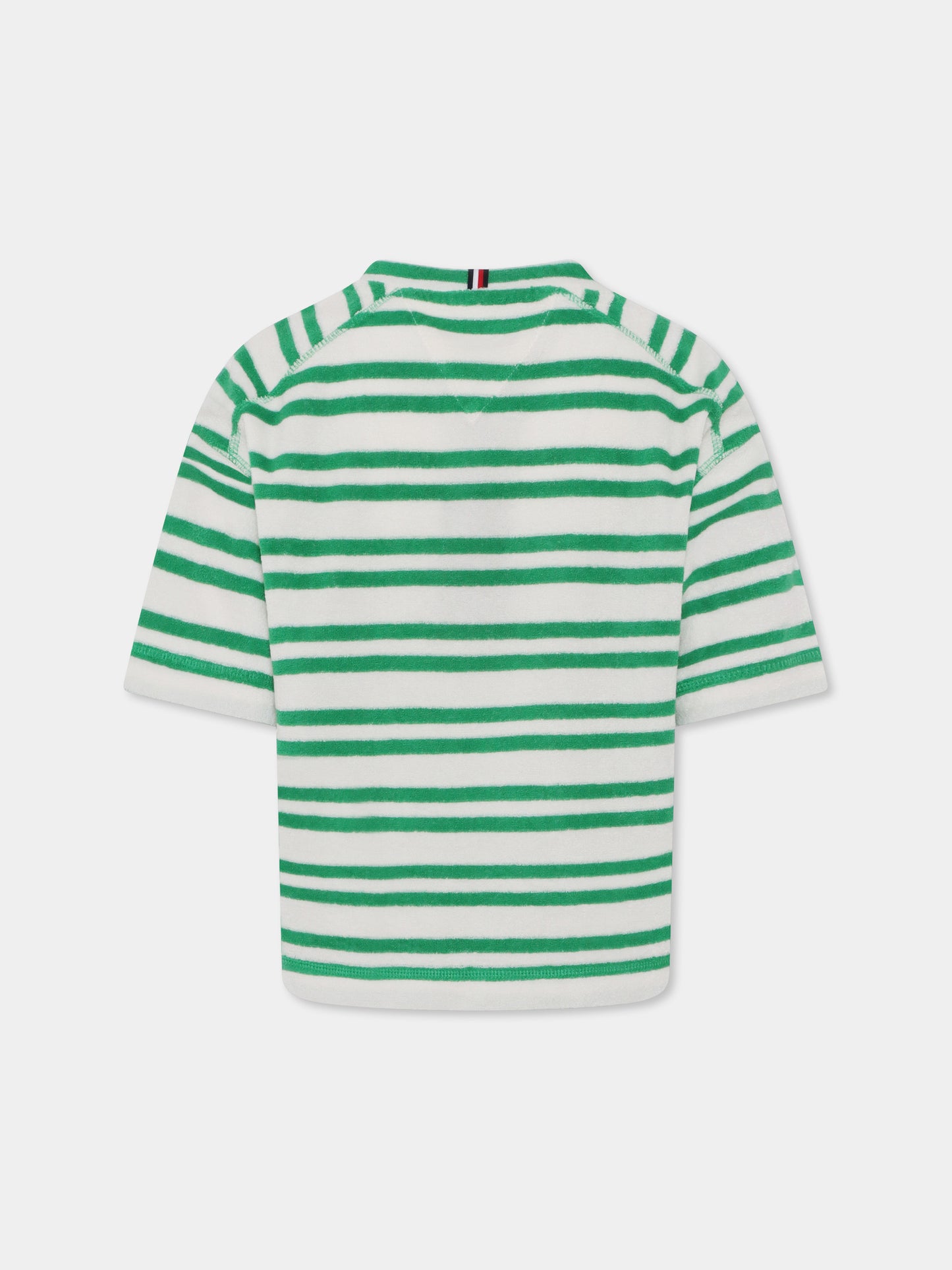 T-shirt verde per bambino con bandierina,Tommy Hilfiger Junior,25S THKB0KB09575J KB0KB09575 YBH