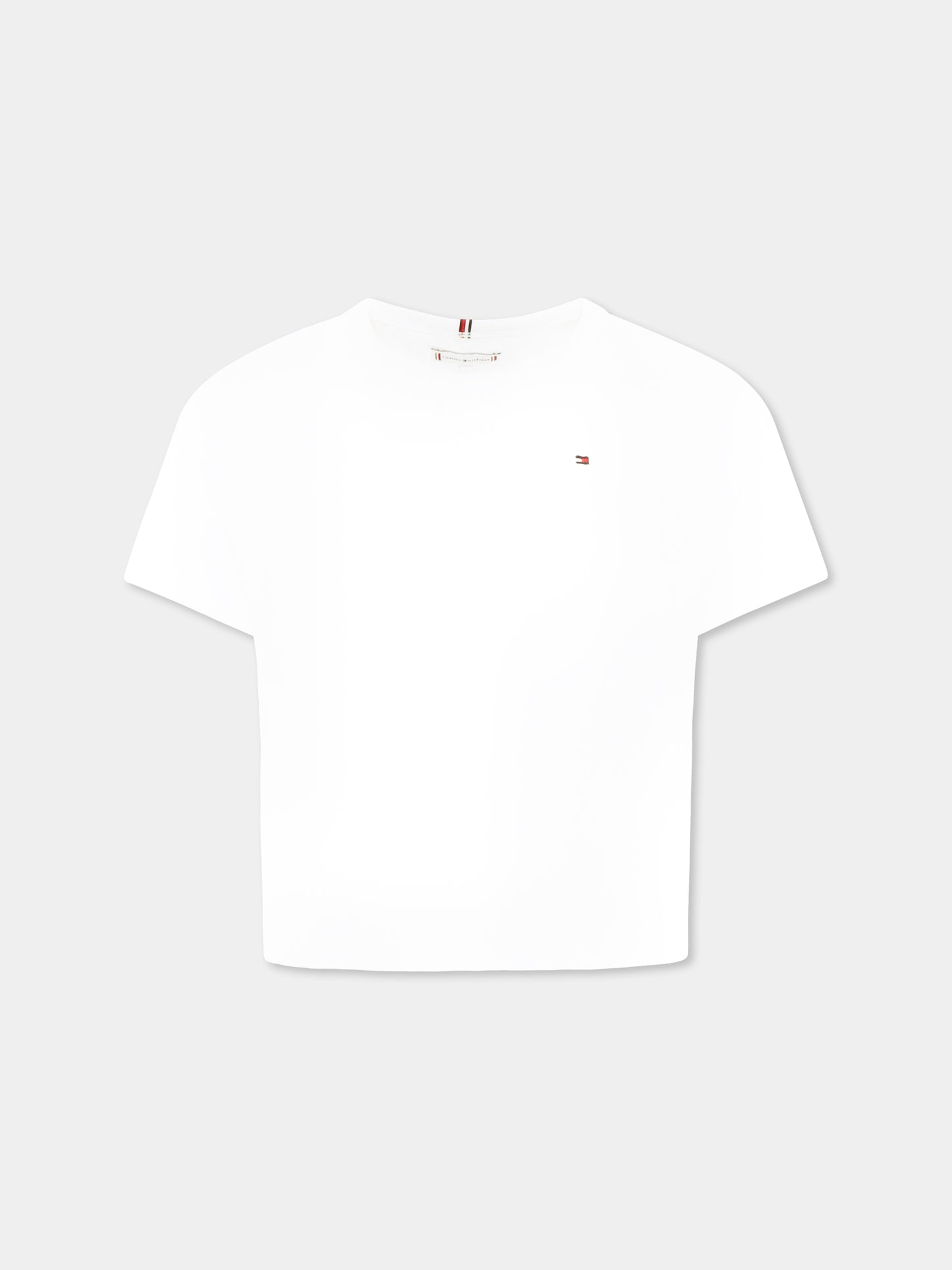 T-shirt bianca per bambina con bandierina,Tommy Hilfiger Junior,25S THKG0KG08555J KG0KG08555 YBR