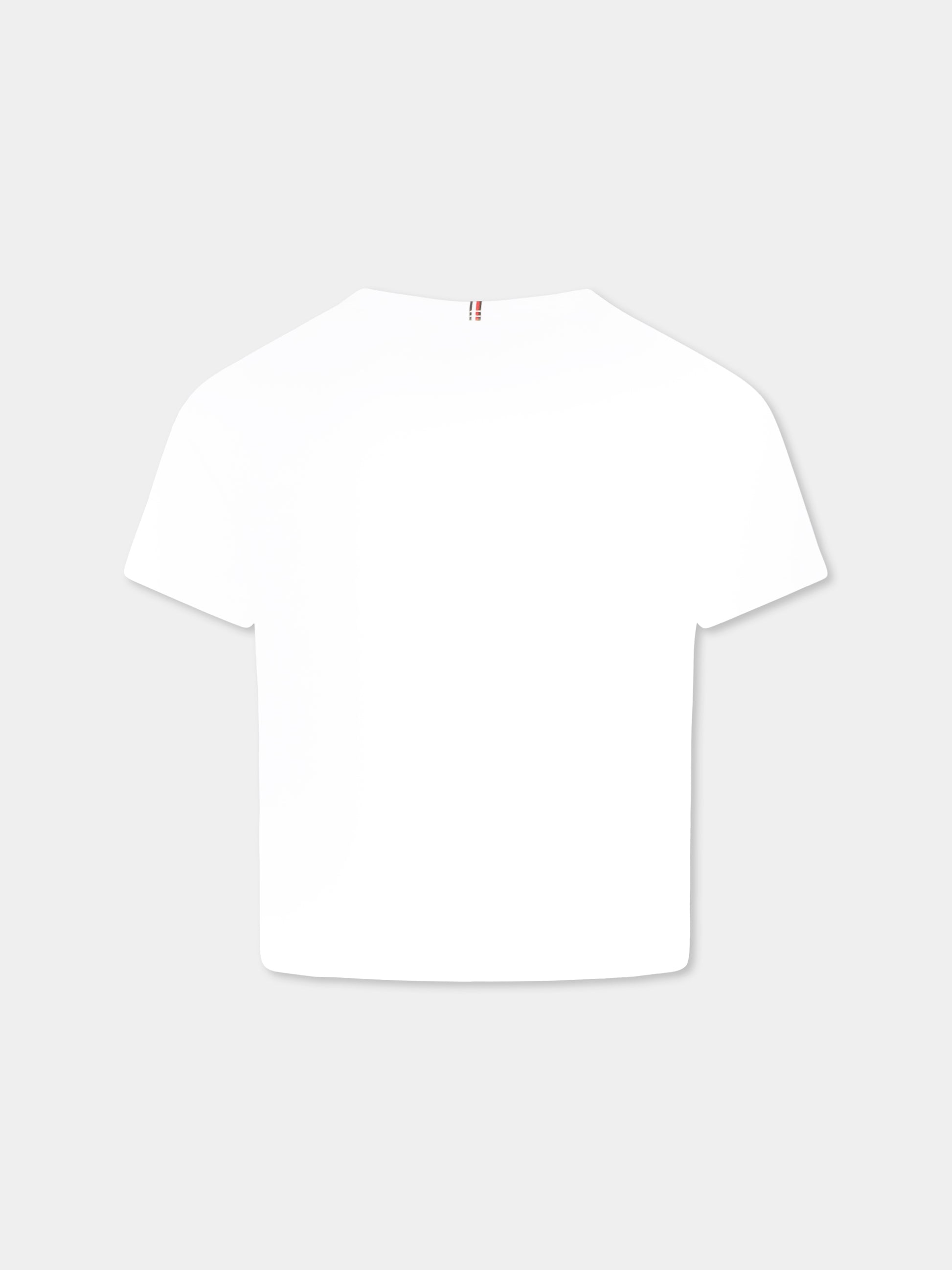 T-shirt bianca per bambina con bandierina,Tommy Hilfiger Junior,25S THKG0KG08555J KG0KG08555 YBR