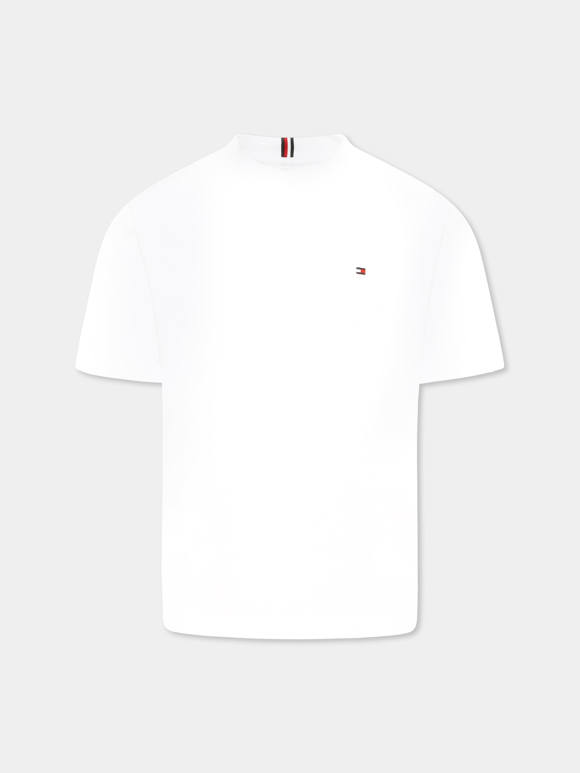 T-shirt bianca per bambini con bandierina,Tommy Hilfiger Junior,24F THKB0KB09601J KB0KB09601 YBR