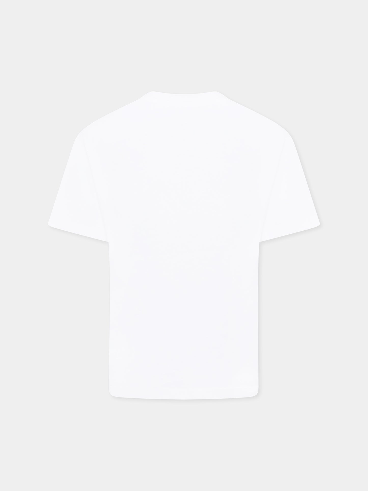 T-shirt bianca per bambina con stampa gatti e  logo,Msgm Kids,S5MSJGTH109 001