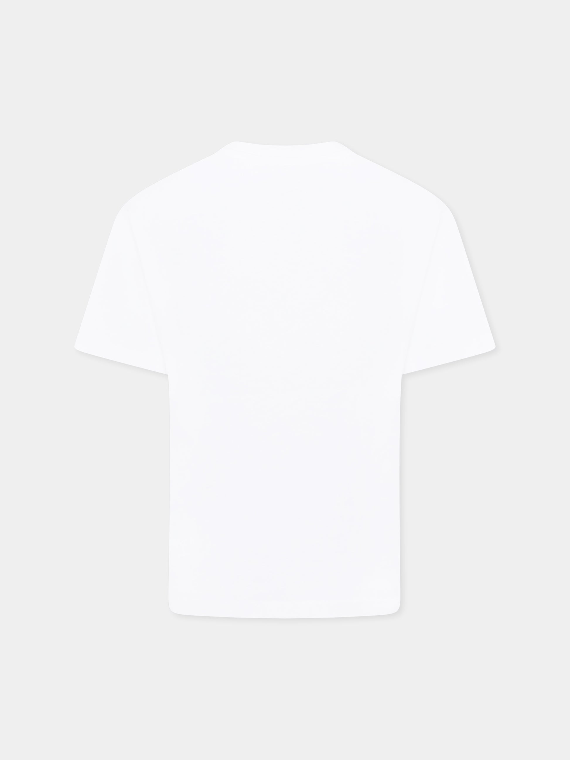 T-shirt bianca per bambina con stampa gatti e  logo,Msgm Kids,S5MSJGTH109 001