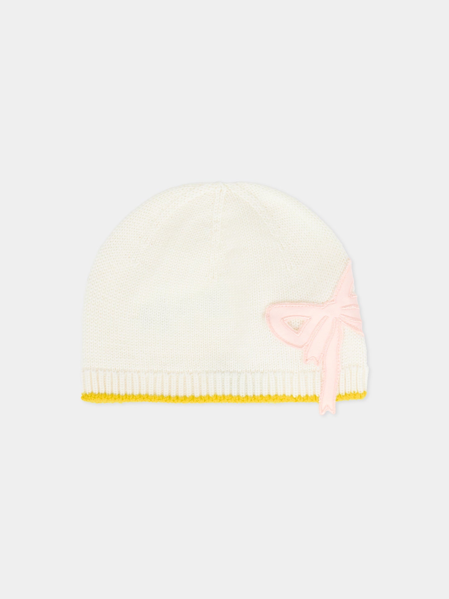 Cappello avorio per neonata con fiocco,Gensami,CAP-FIOCCOT-WE