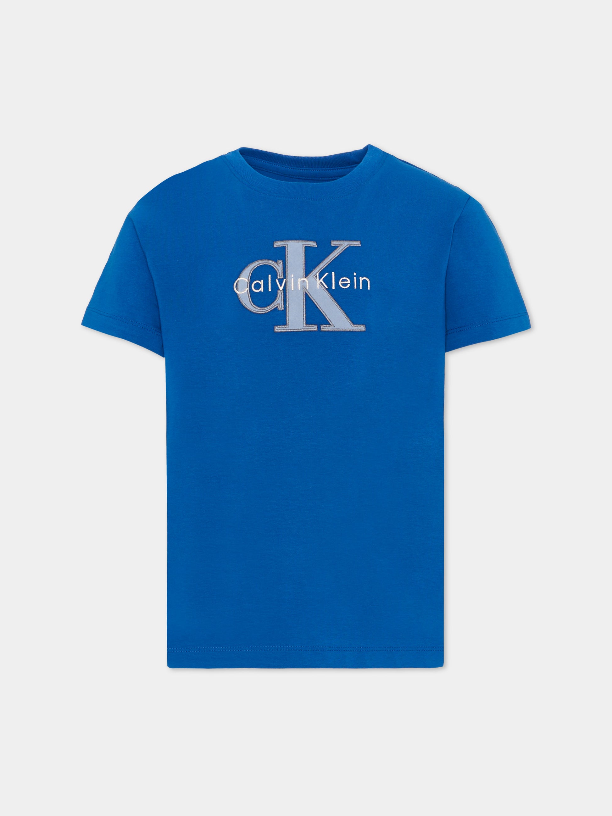 T-shirt blu per bambini con logo,Calvin Klein Kids,IB0IB02635 C61