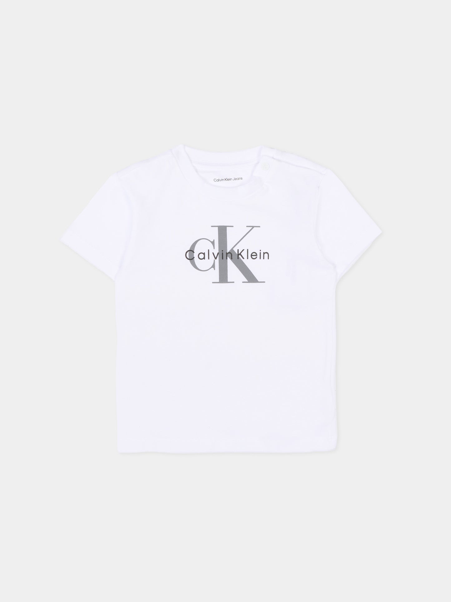 T-Shirt bianca per neonati con logo,Calvin Klein Kids,IN0IN00334 YAF
