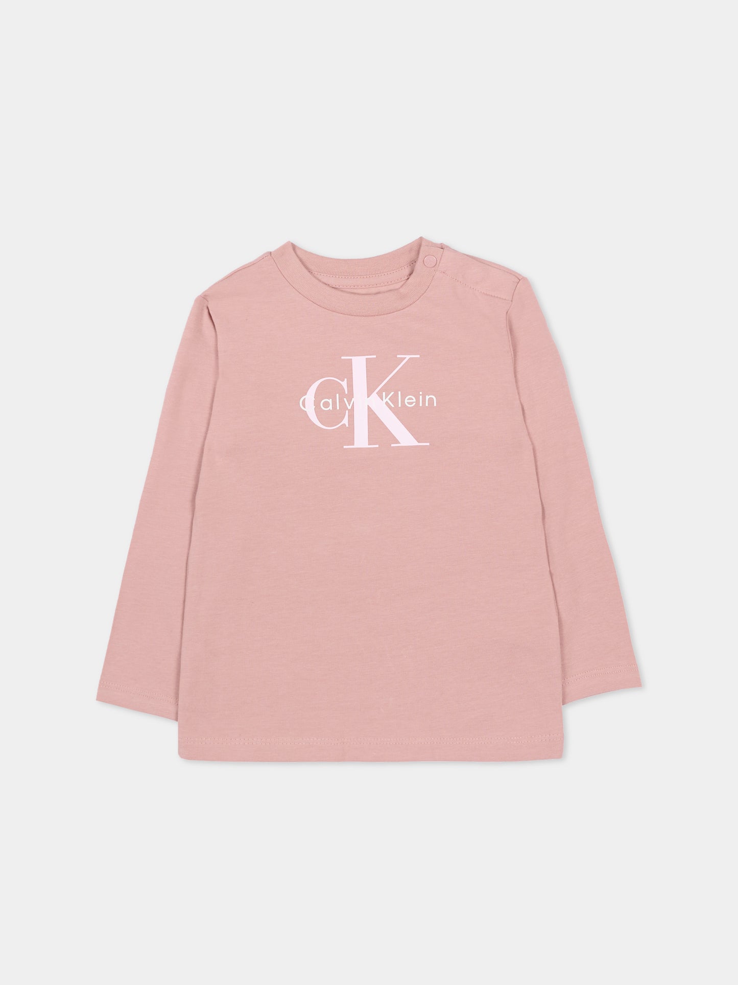 T-Shirt rosa per neonata con logo,Calvin Klein Kids,IN0IN00335 TP9