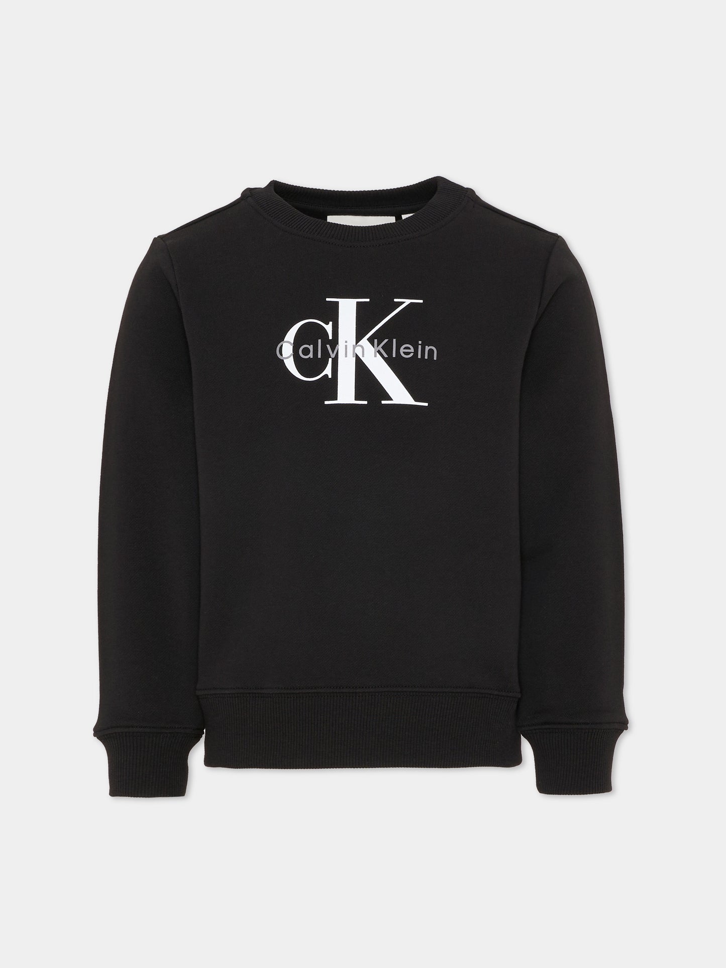 Felpa nera per bambini con logo,Calvin Klein Kids,IU0IU00714 BEH