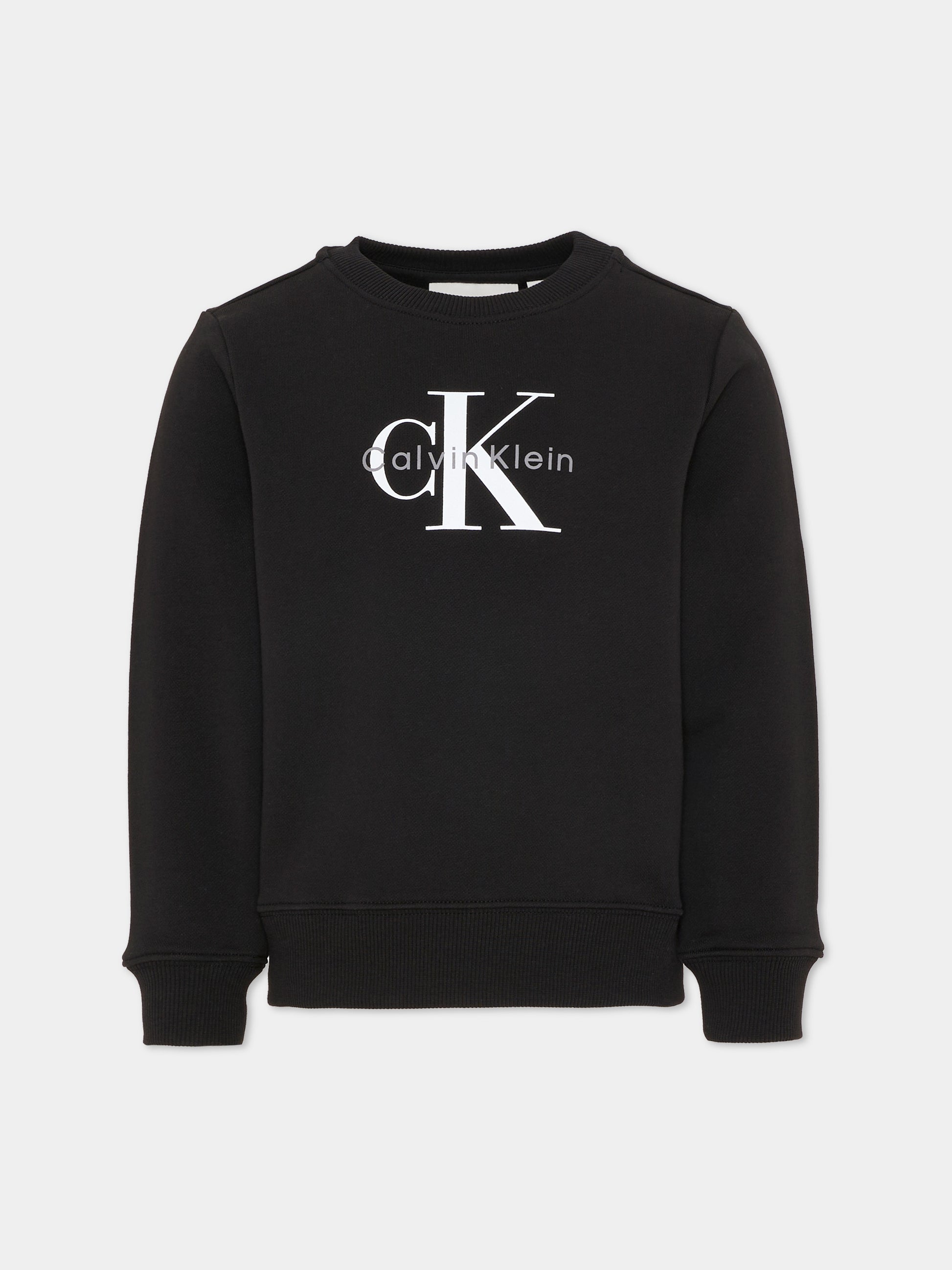 Felpa nera per bambini con logo,Calvin Klein Kids,IU0IU00714 BEH