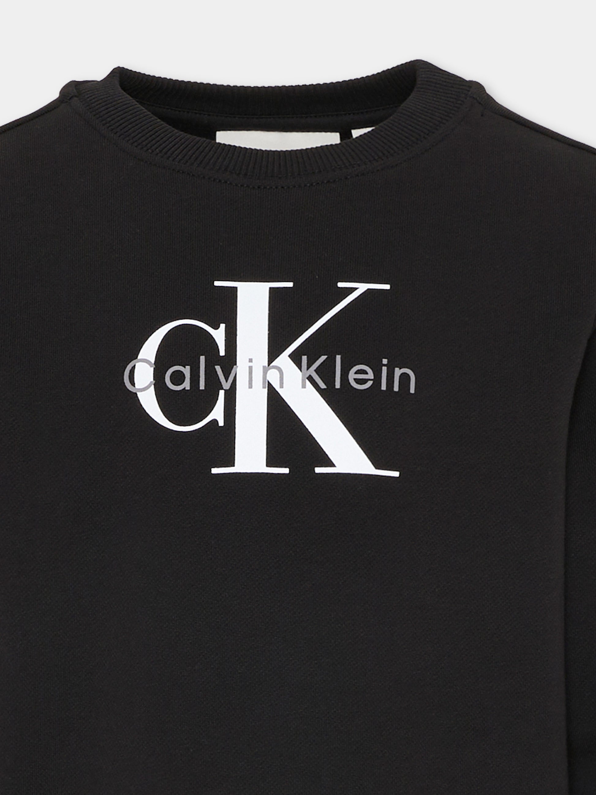 Felpa nera per bambini con logo,Calvin Klein Kids,IU0IU00714 BEH