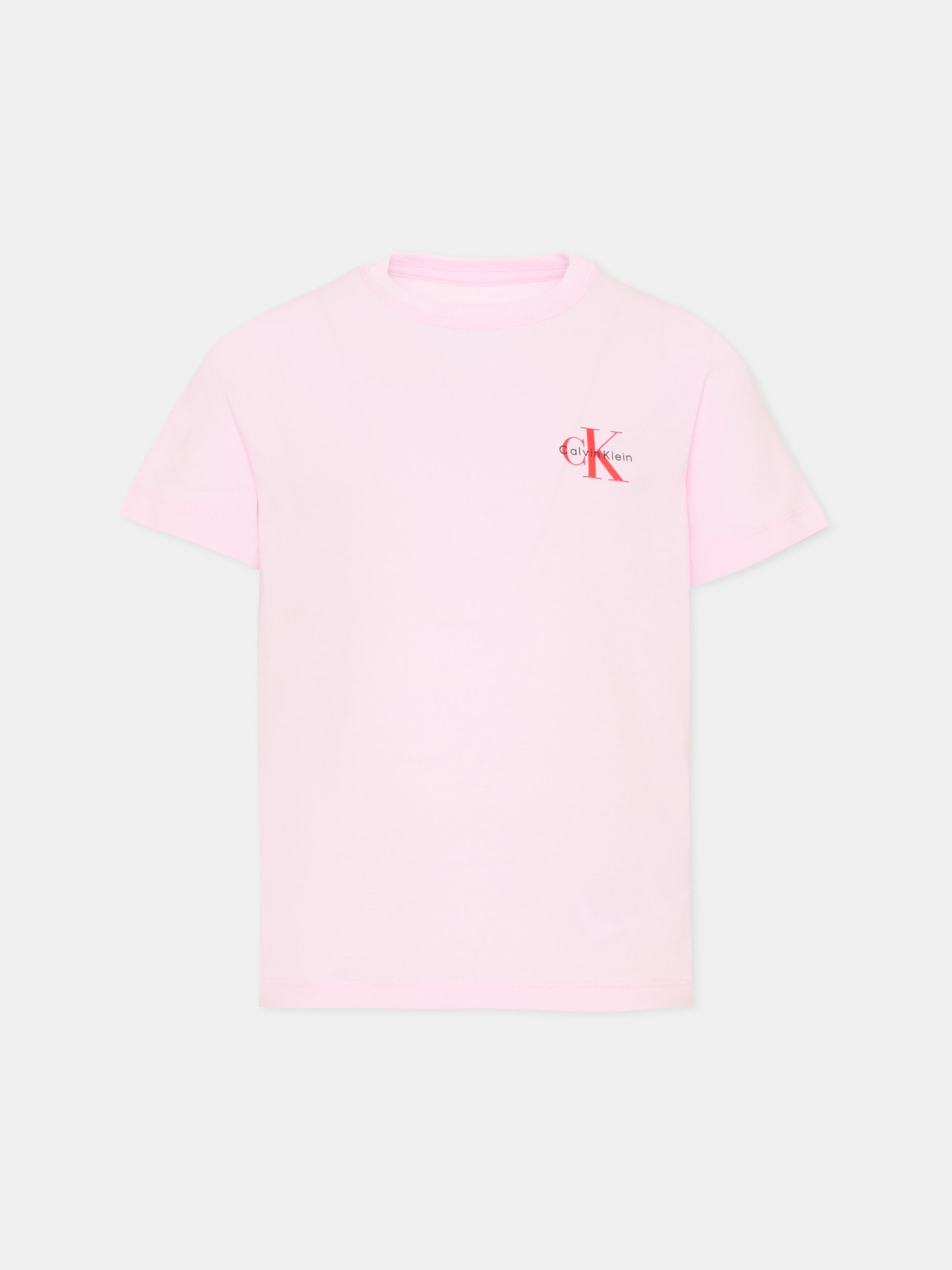 T-shirt rosa per bambina con logo,Calvin Klein Kids,IU0IU00719 TN9