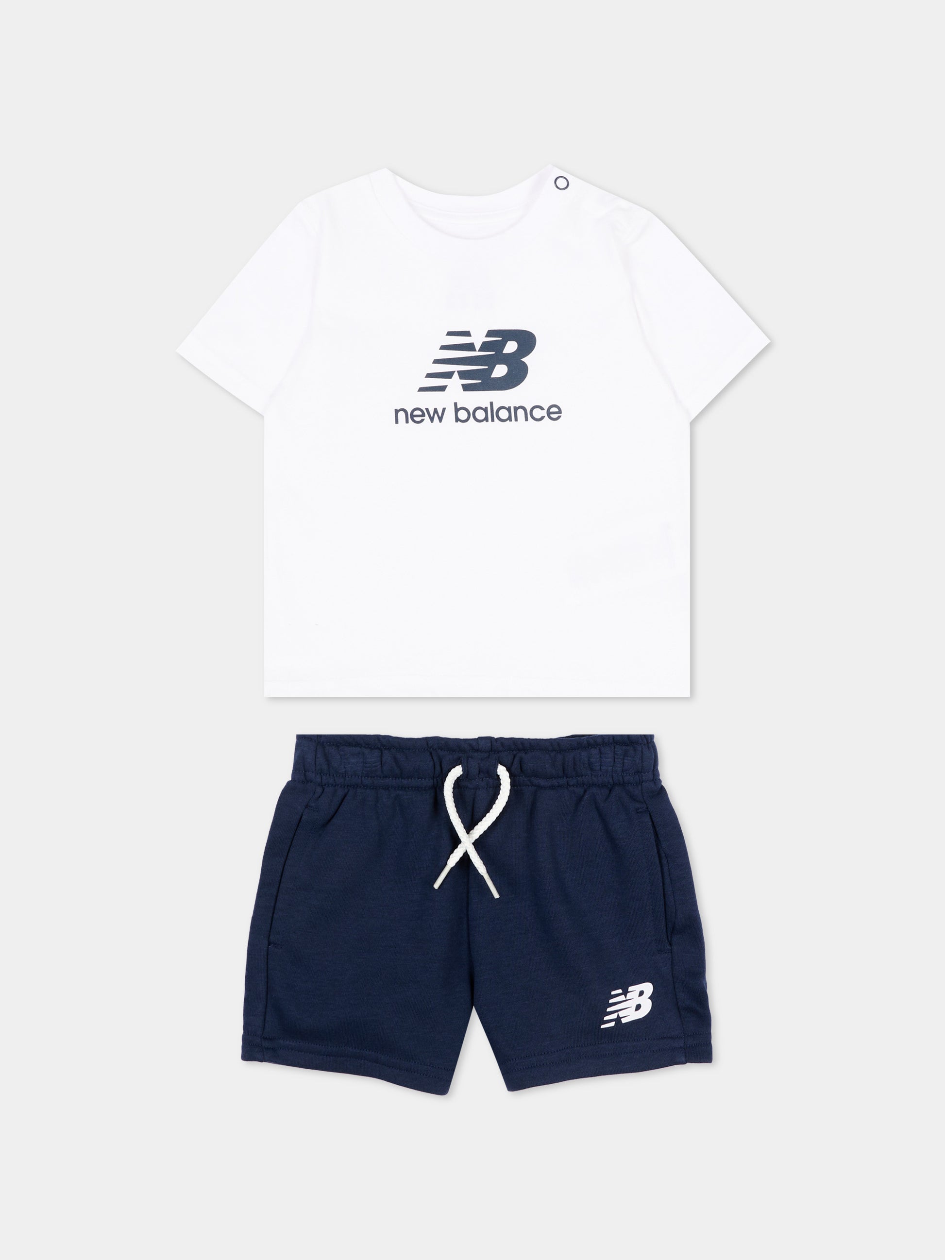 Completo sportivo bianco per neonato con logo,New Balance,IS61I368I BWE