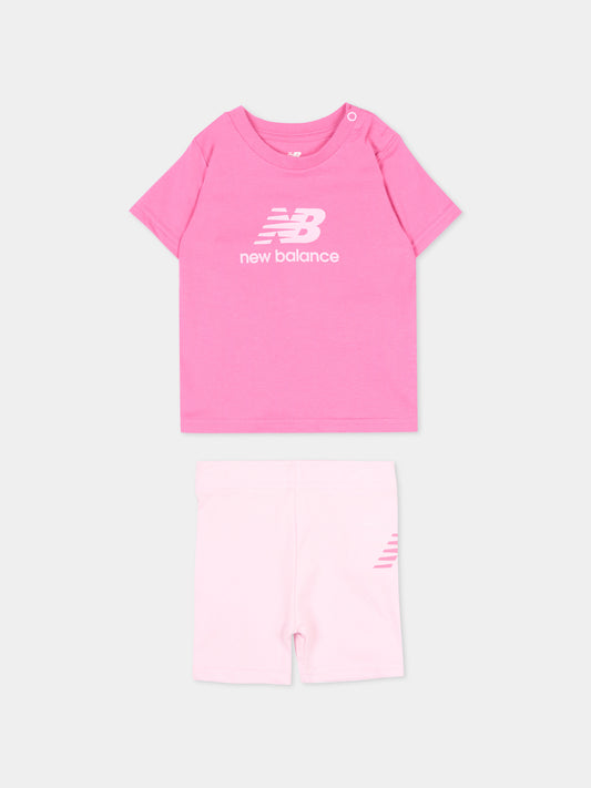 Completo sportivo rosa per neonata con logo,New Balance,IS61S5Q4I AAC