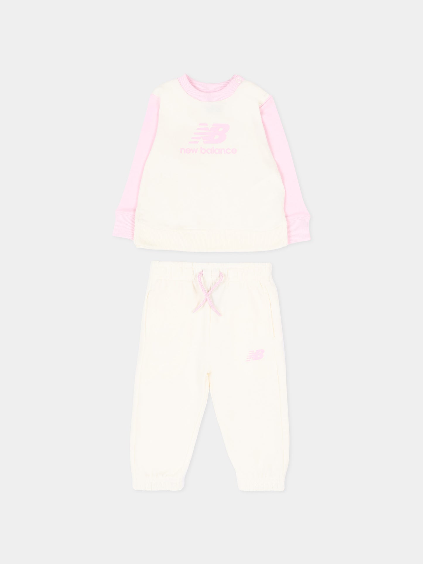 Completo sportivo bianco per neonata con logo,New Balance,LAKG0254I SST