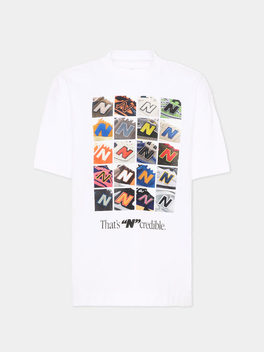 T-shirt bianca per bambino con stampa logo,New Balance,YT61Q4N0 BWE