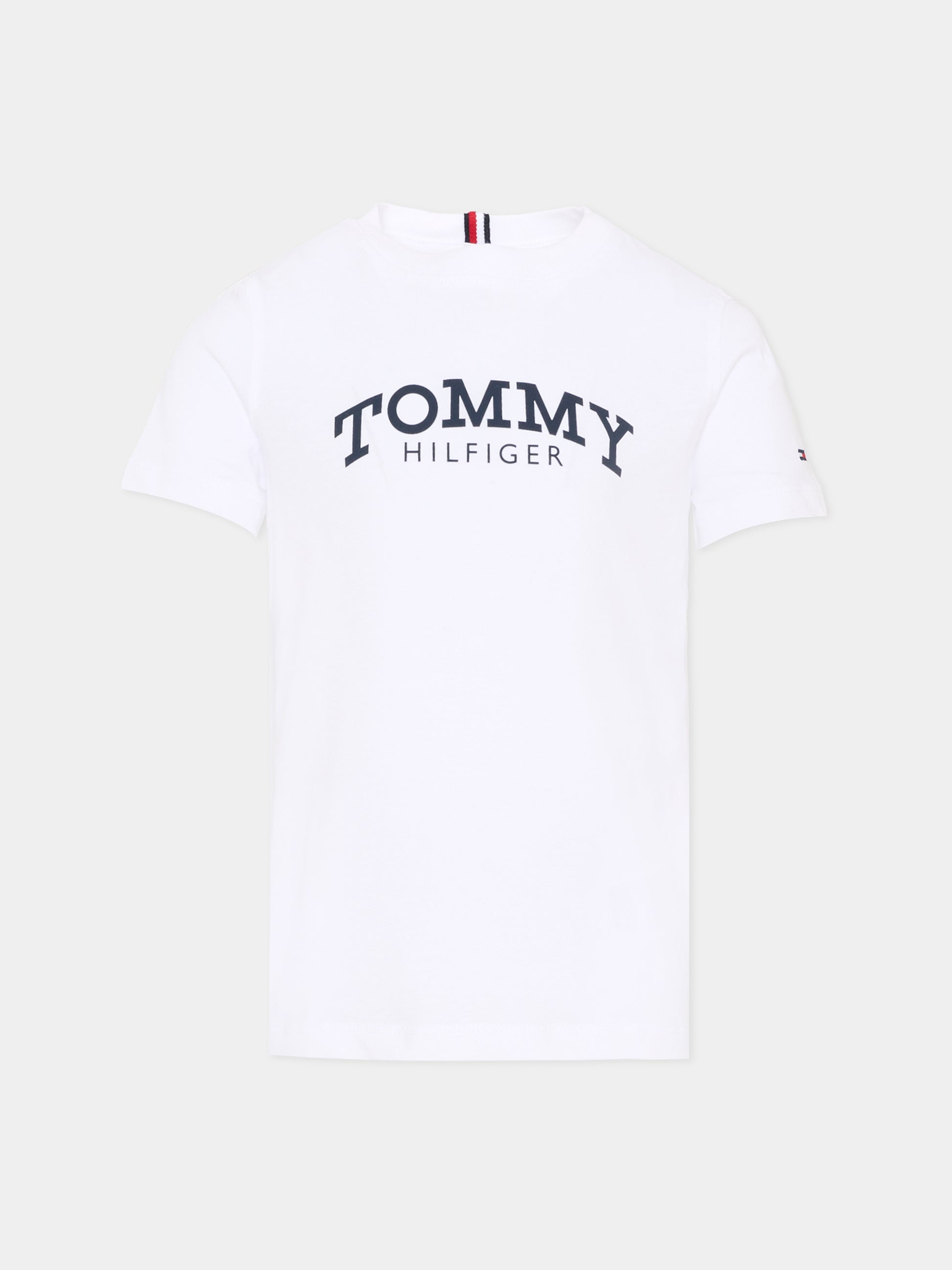 T-shirt bianca per bambino con logo,Tommy Hilfiger Junior,KB0KB10051 YBR