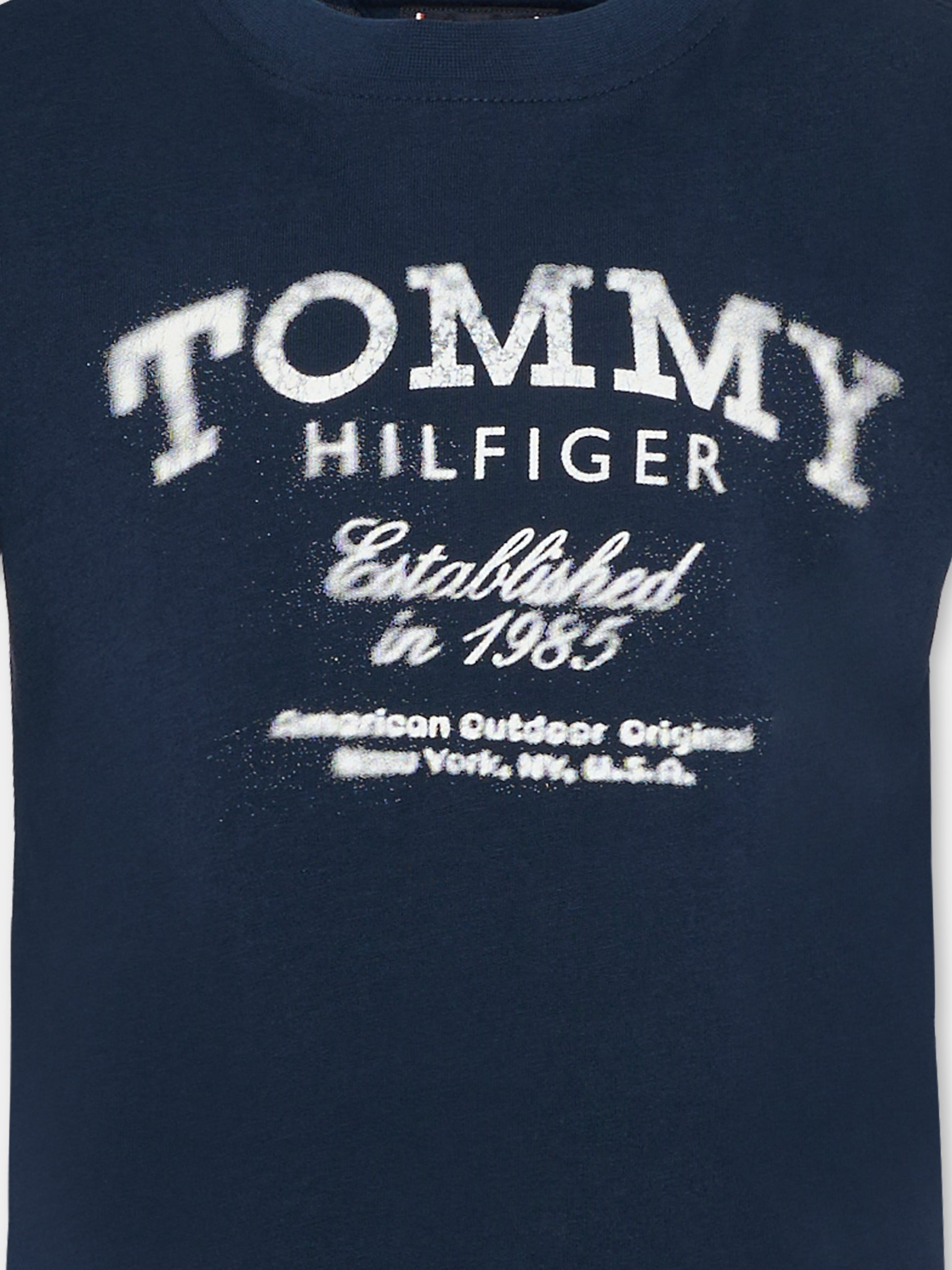 T-shirt blu per bambino con logo,Tommy Hilfiger Junior,KB0KB10055 C1G