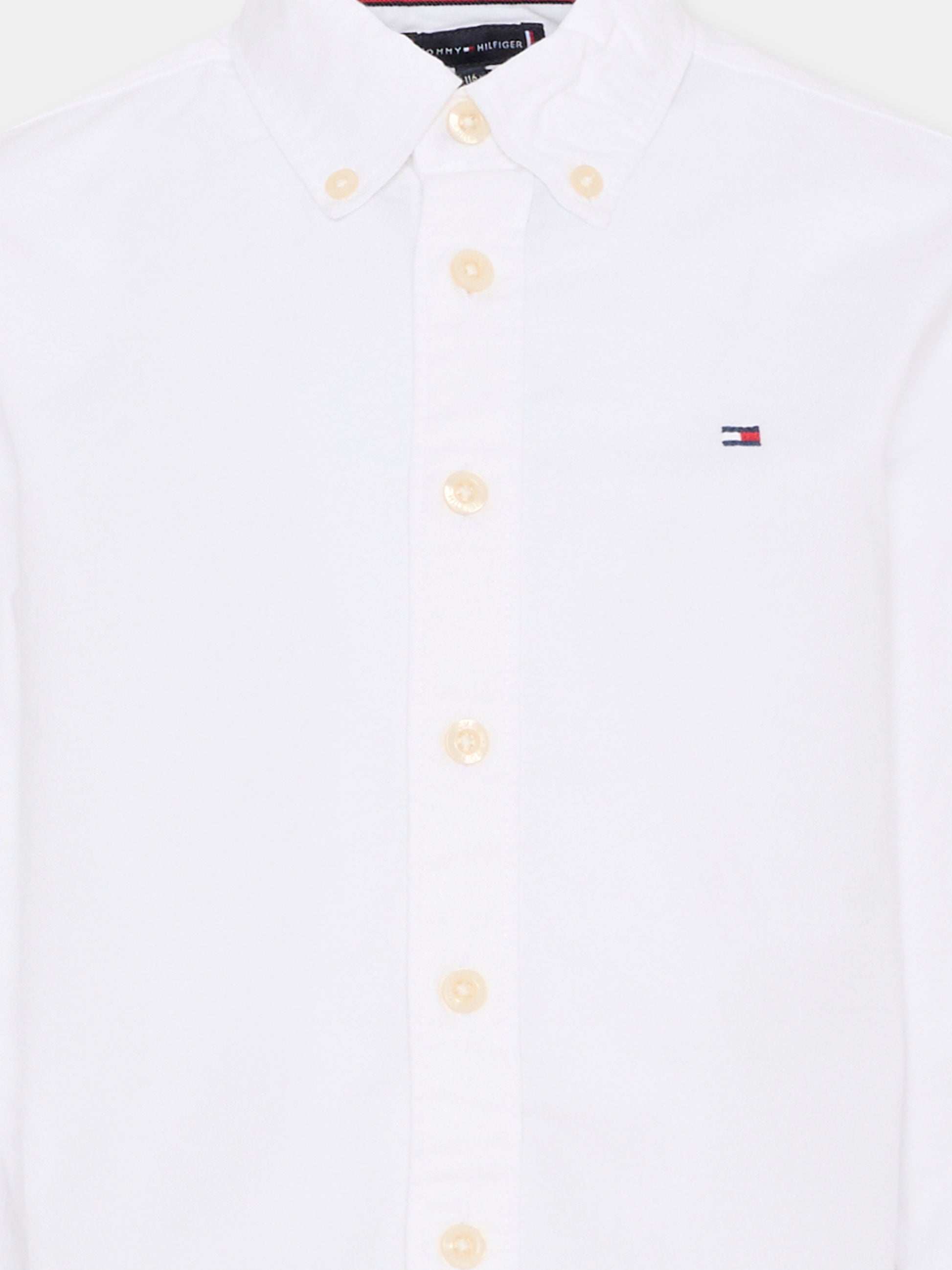 Camicia bianca per bambino con bandierina,Tommy Hilfiger Junior,KB0KB10192 YBR