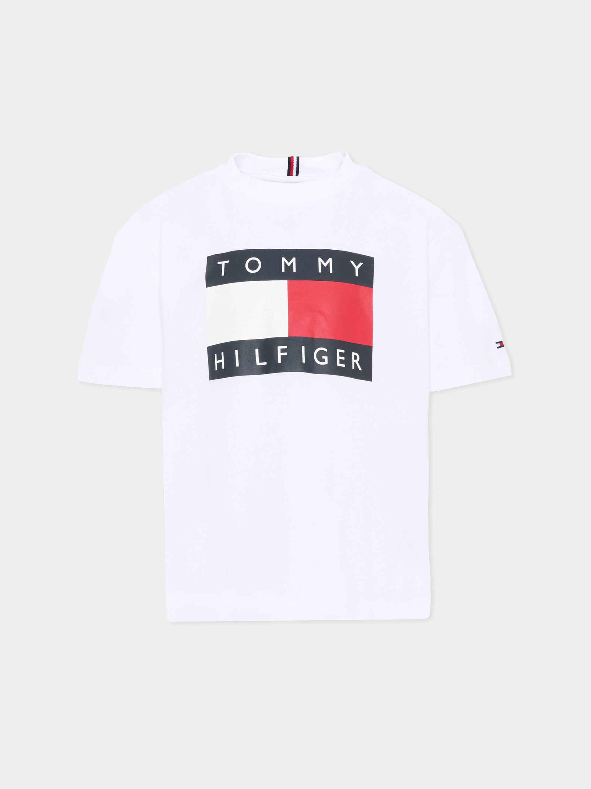 T-shirt bianca per bambini con logo,Tommy Hilfiger Junior,KB0KB10340 YBR