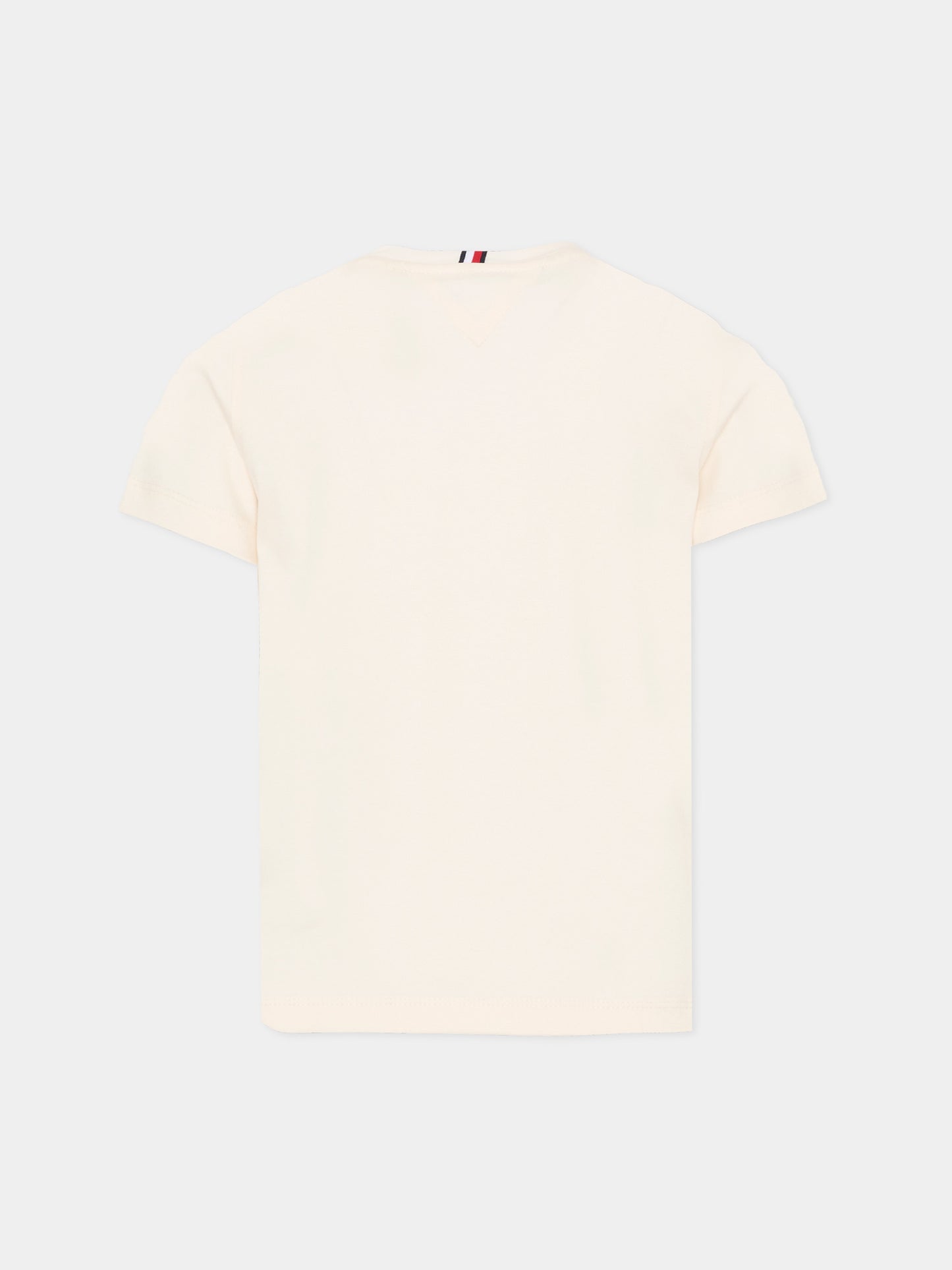 T-shirt avorio per bambino con logo,Tommy Hilfiger Junior,KB0KB10360 YBH