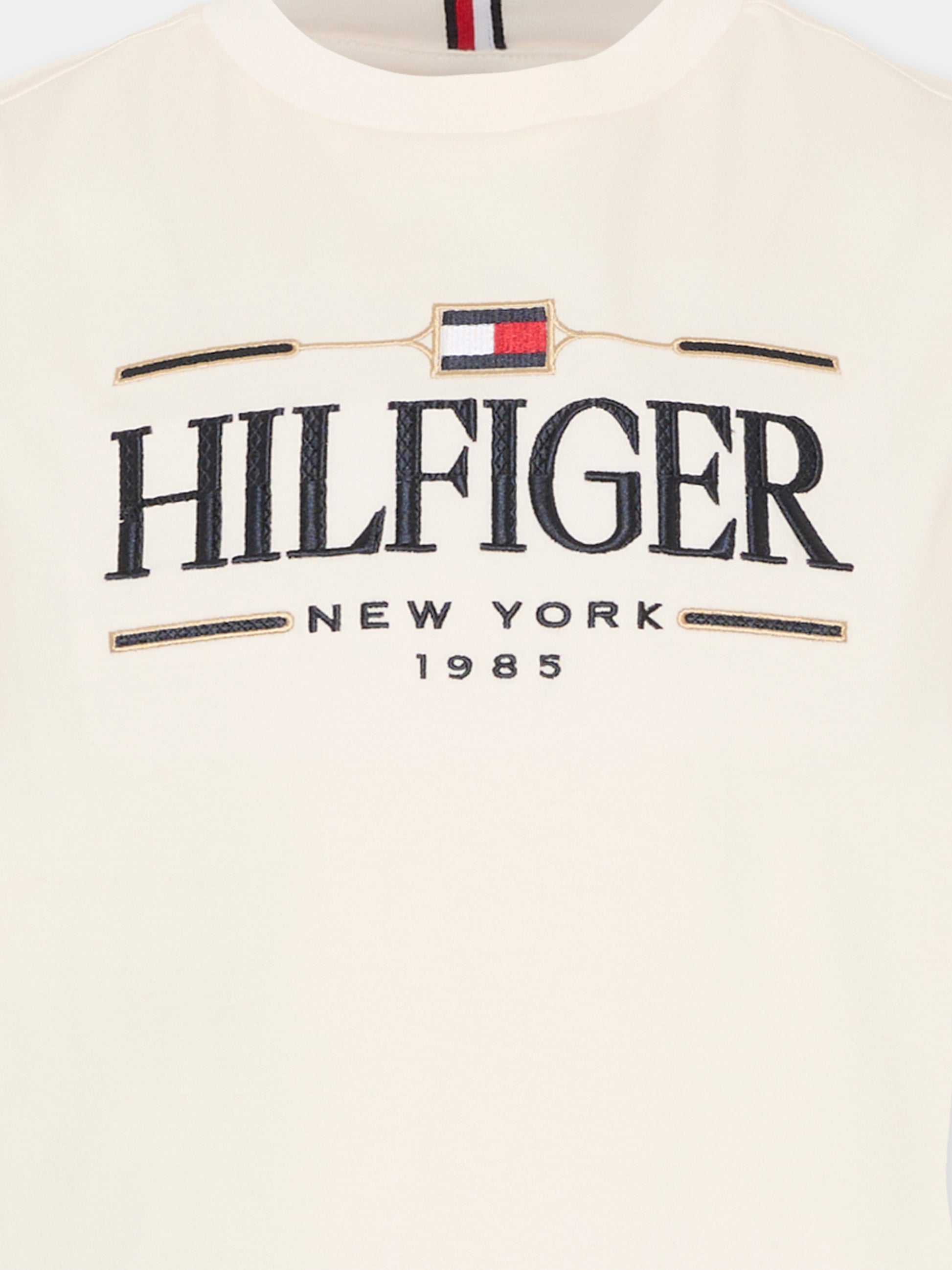 T-shirt avorio per bambino con logo,Tommy Hilfiger Junior,KB0KB10360 YBH