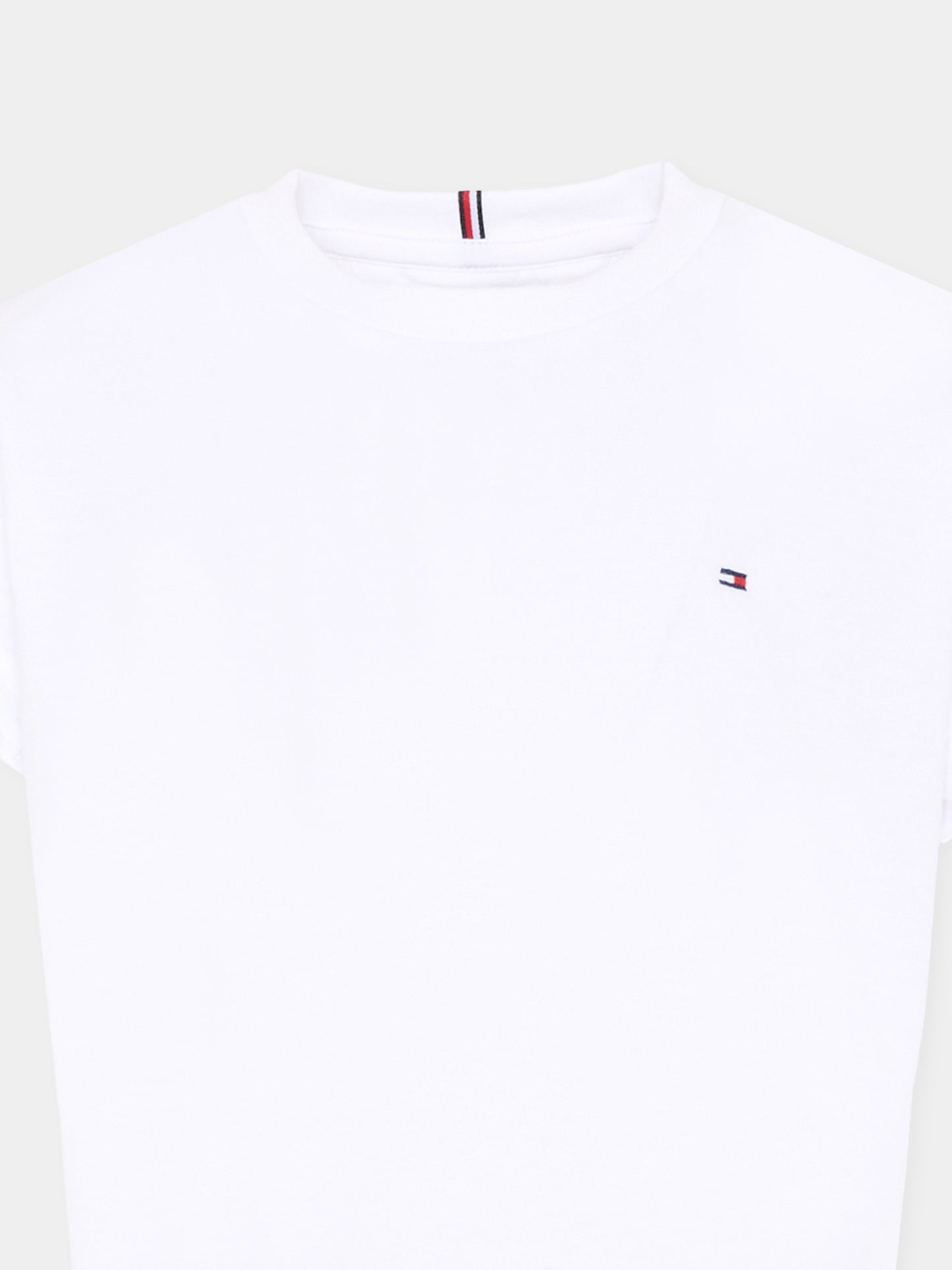 T-shirt cropped bianca per bambina con bandierina,Tommy Hilfiger Junior,KG0KG08970 YBR