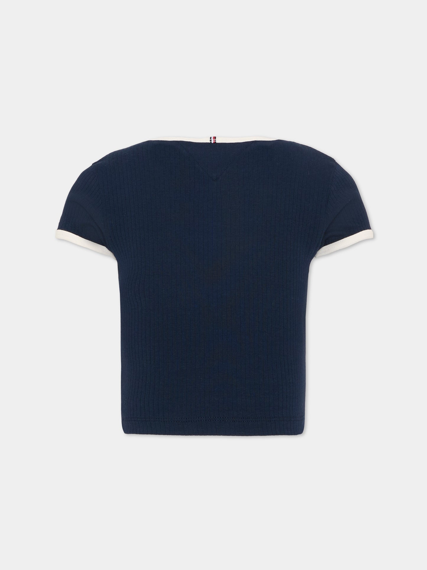 T-shirt blu per bambina con logo,Tommy Hilfiger Junior,KG0KG09066 C1G