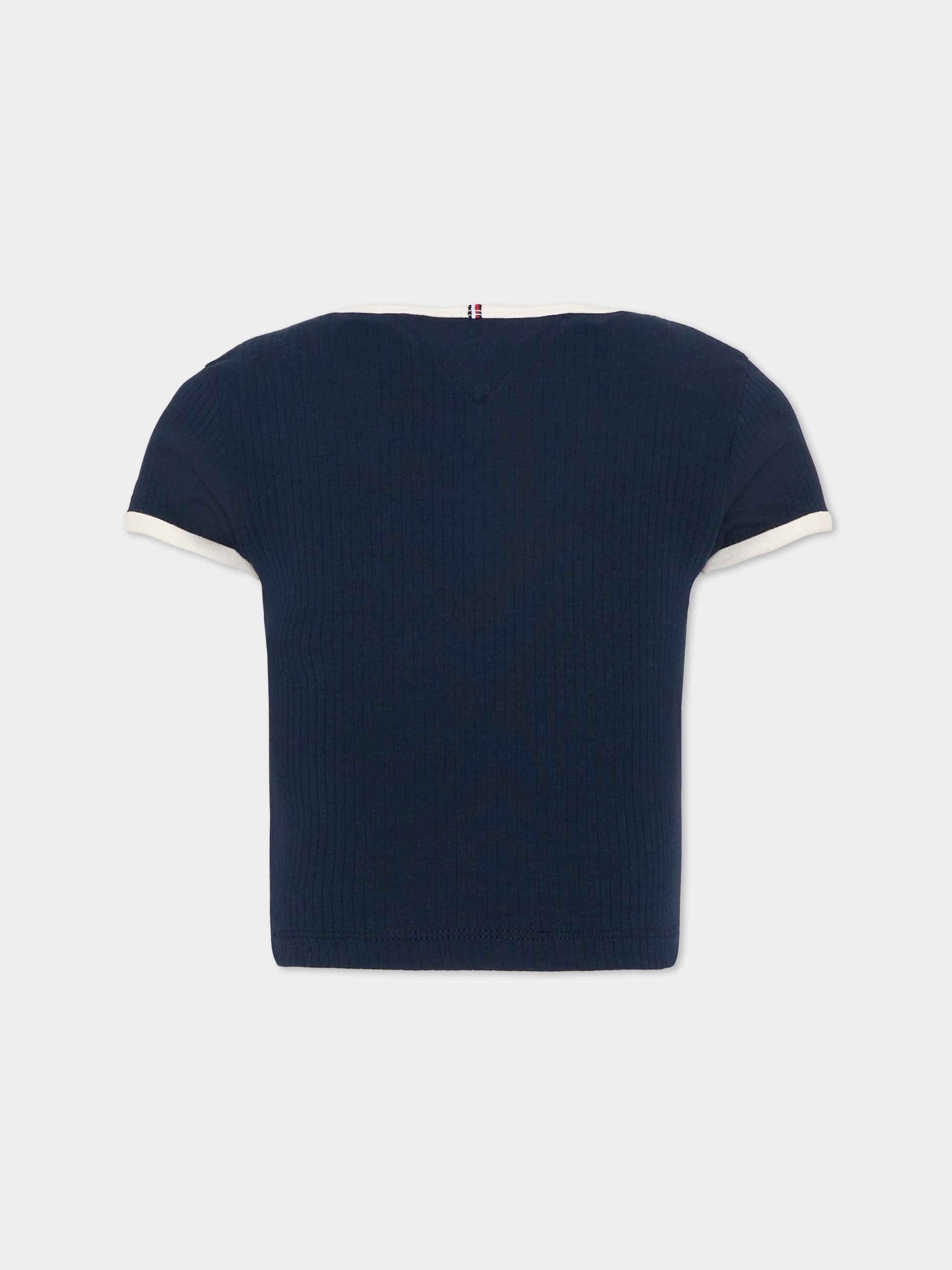 T-shirt blu per bambina con logo,Tommy Hilfiger Junior,KG0KG09066 C1G