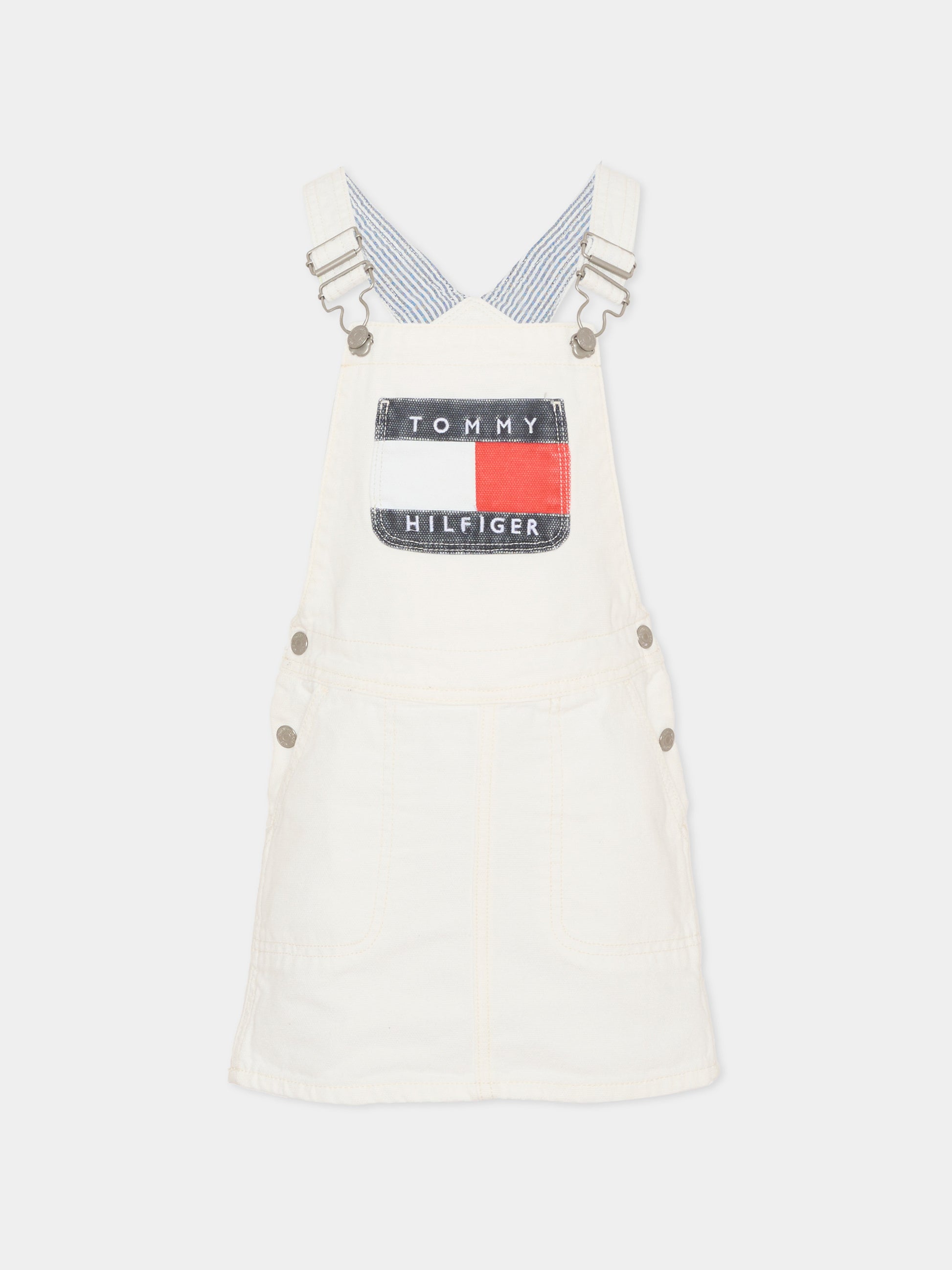 Salopette avorio per bambina con logo,Tommy Hilfiger Junior,KG0KG09264 1CD