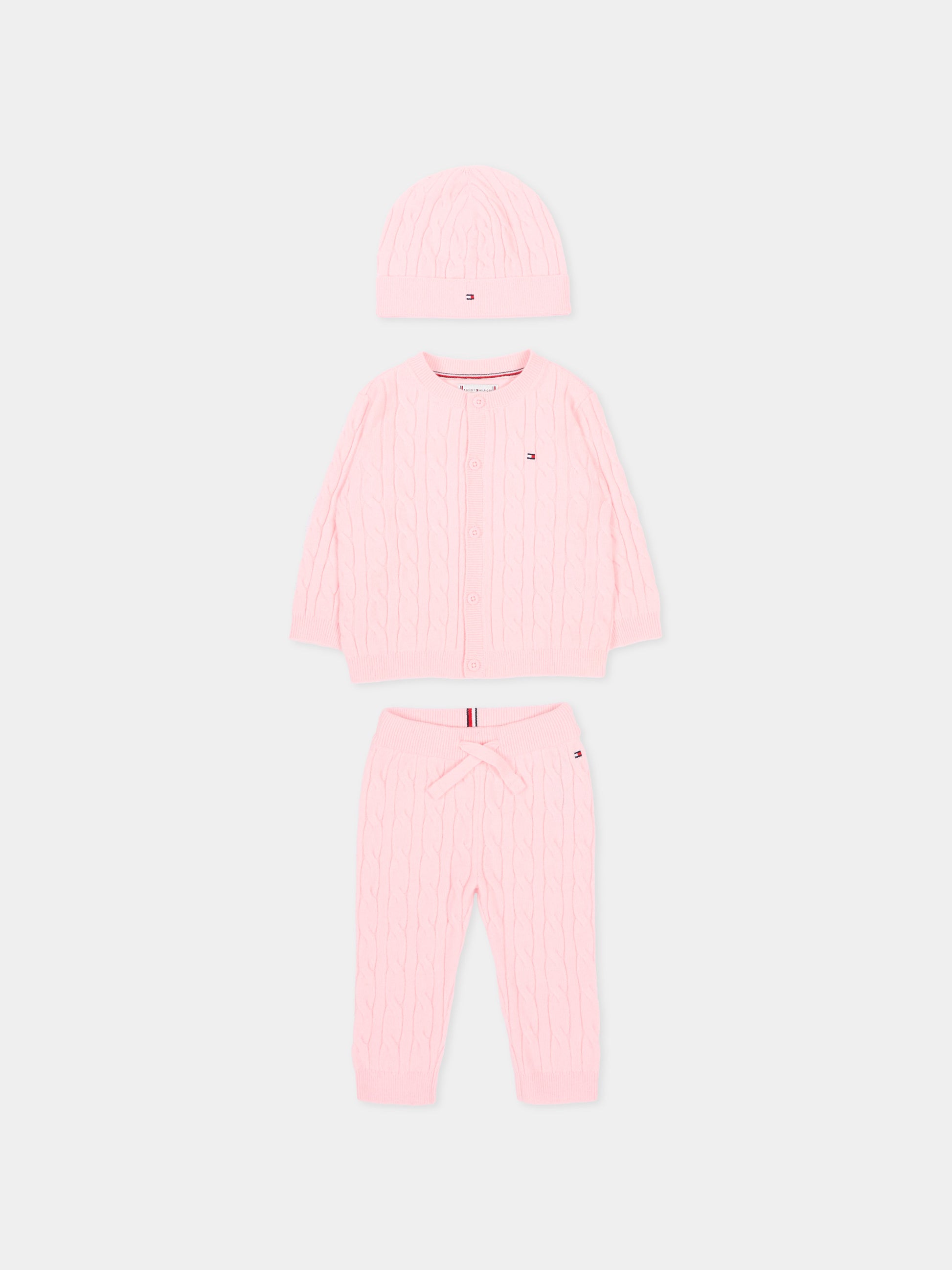 Completo nascita rosa per neonata con Tommy flag,Tommy Hilfiger Junior,KN0KN02160 TG7