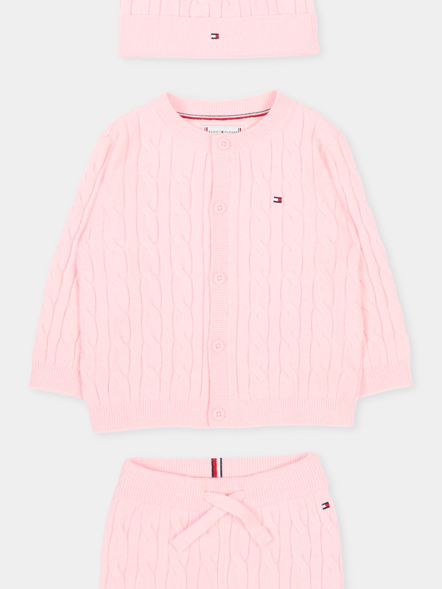 Completo nascita rosa per neonata con Tommy flag,Tommy Hilfiger Junior,KN0KN02160 TG7