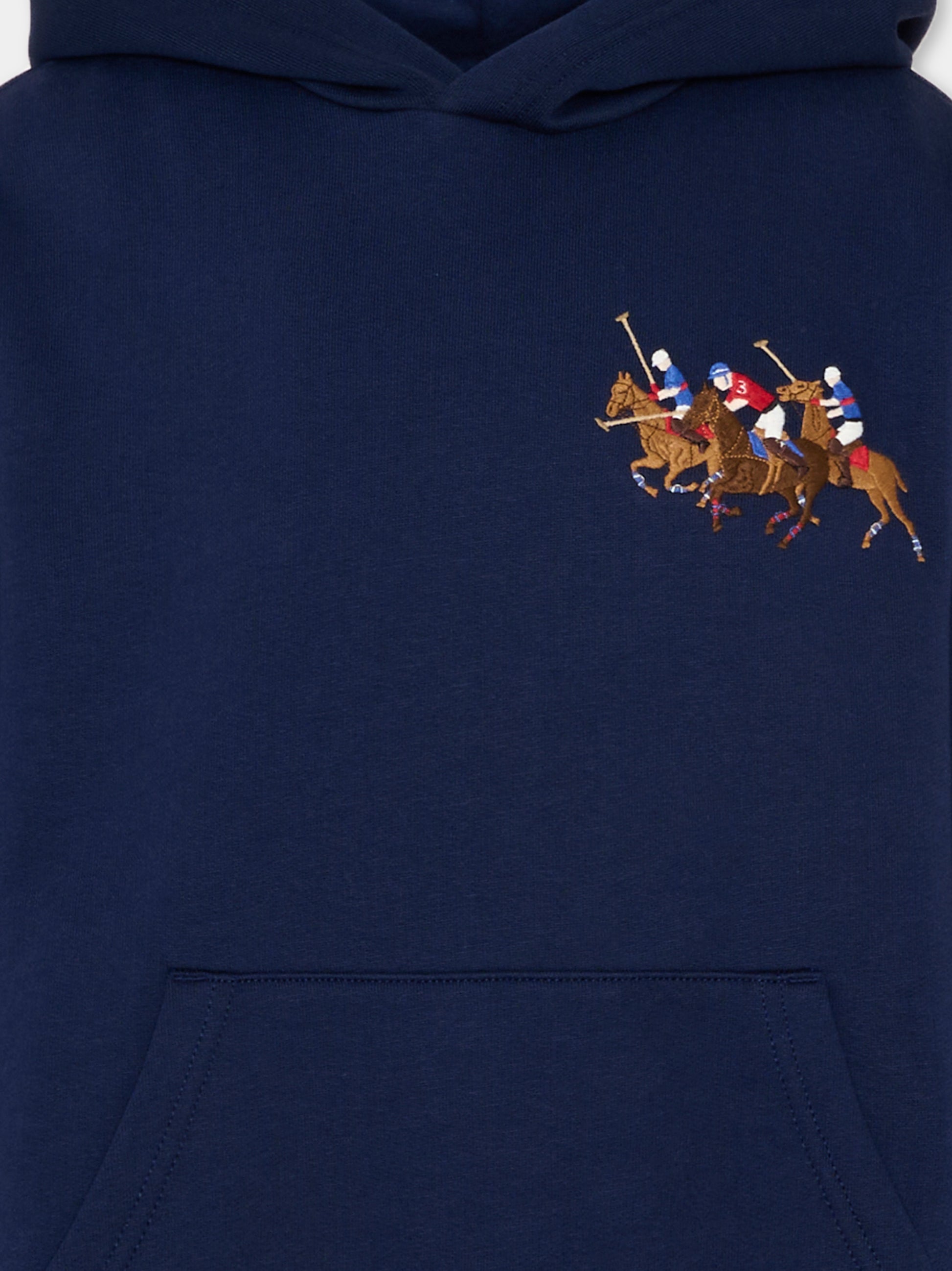 Felpa blu per bambino con ricamo polo,Ralph Lauren Kids,A95741001