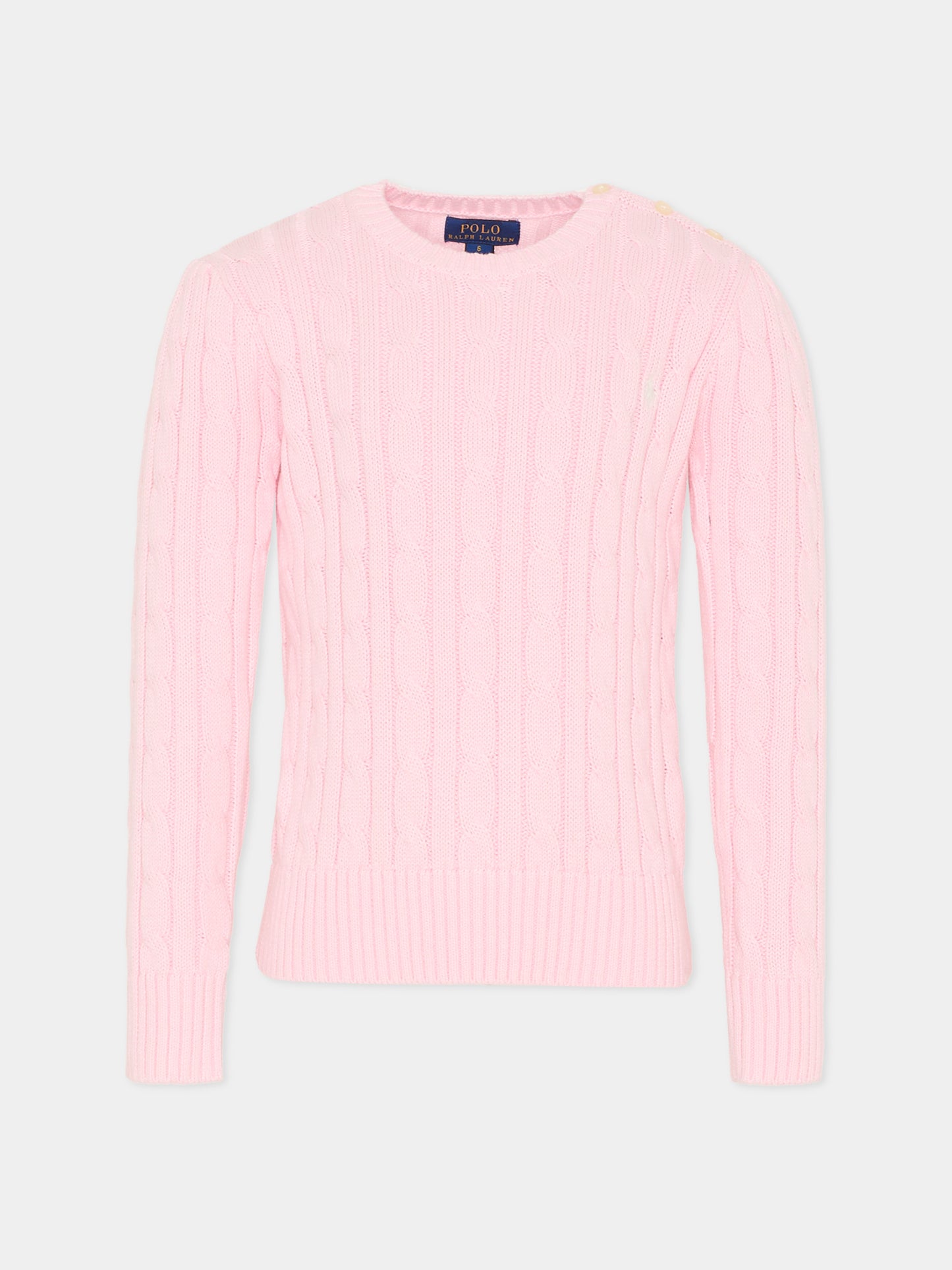Maglione rosa per bambina con cavallino,Ralph Lauren Kids,901316010