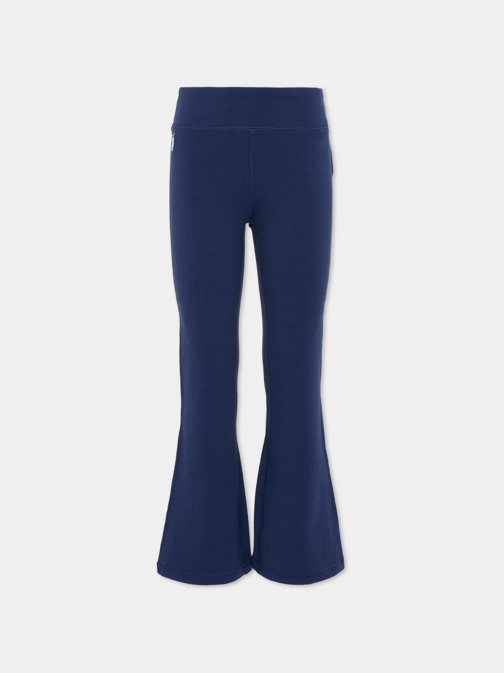 Leggings blu per bambina con cavallino,Ralph Lauren Kids,925883500