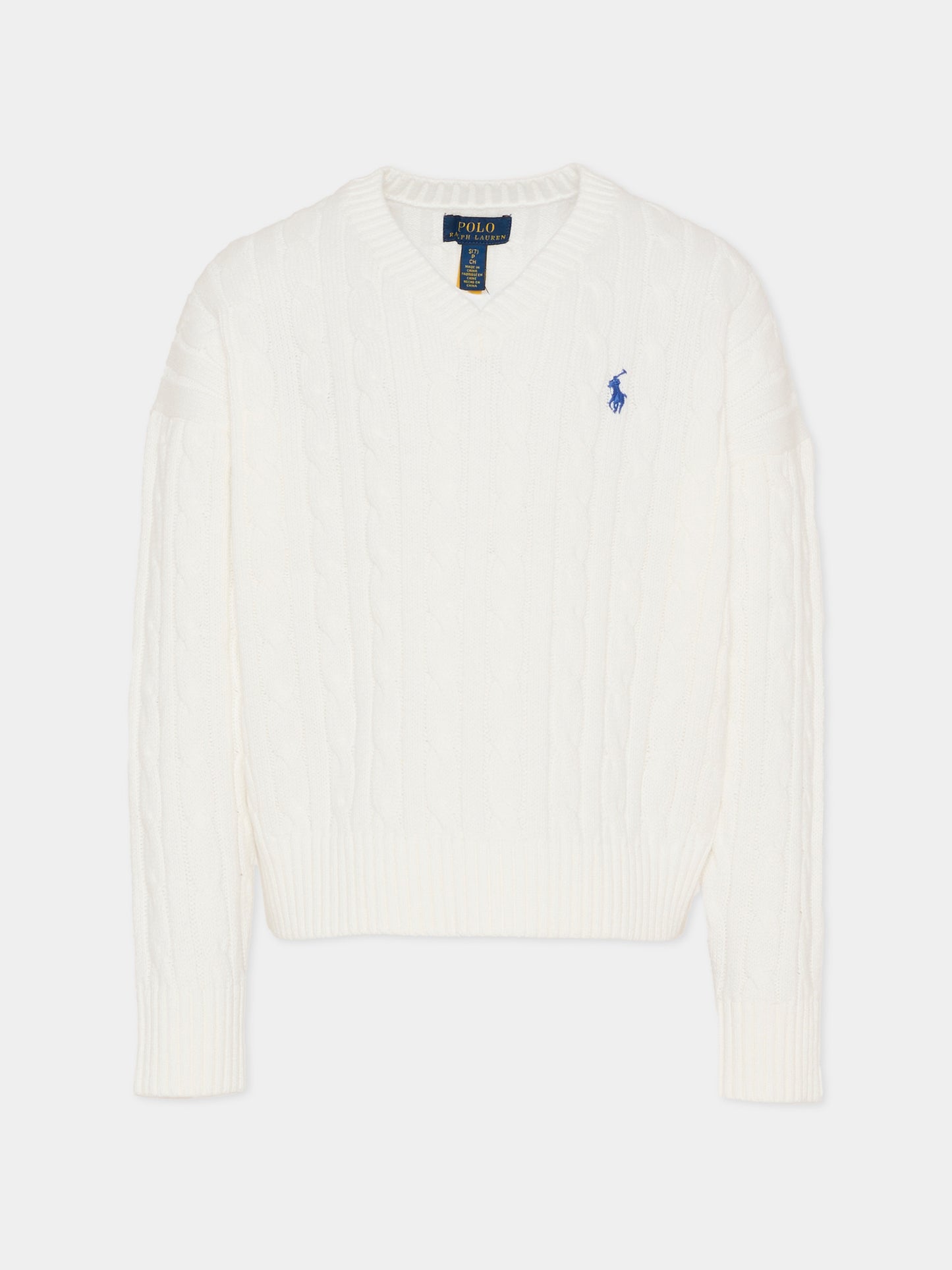 Maglione bianco per bambina con cavallino,Ralph Lauren Kids,A11238001