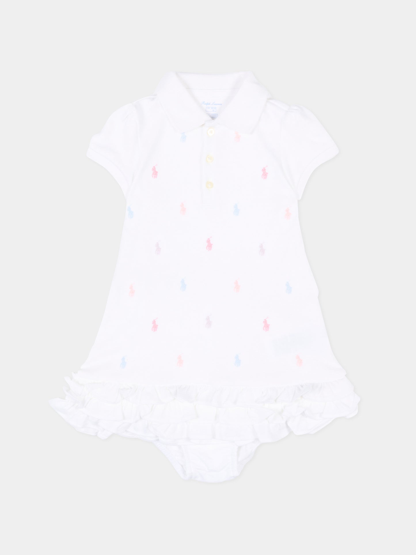 Vestito bianco per neonata con Polo Pony,Ralph Lauren Kids,676237002