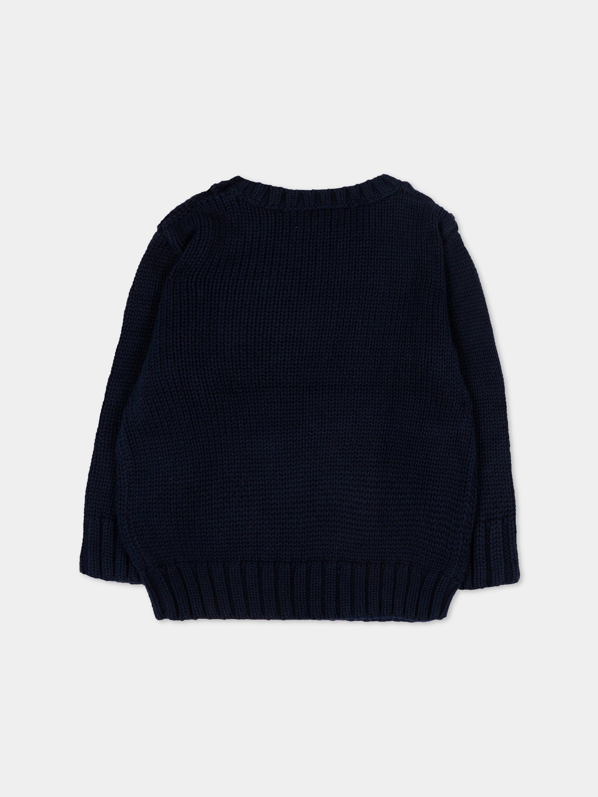 Maglione blu per neonato con bandiera,Ralph Lauren Kids,668285001