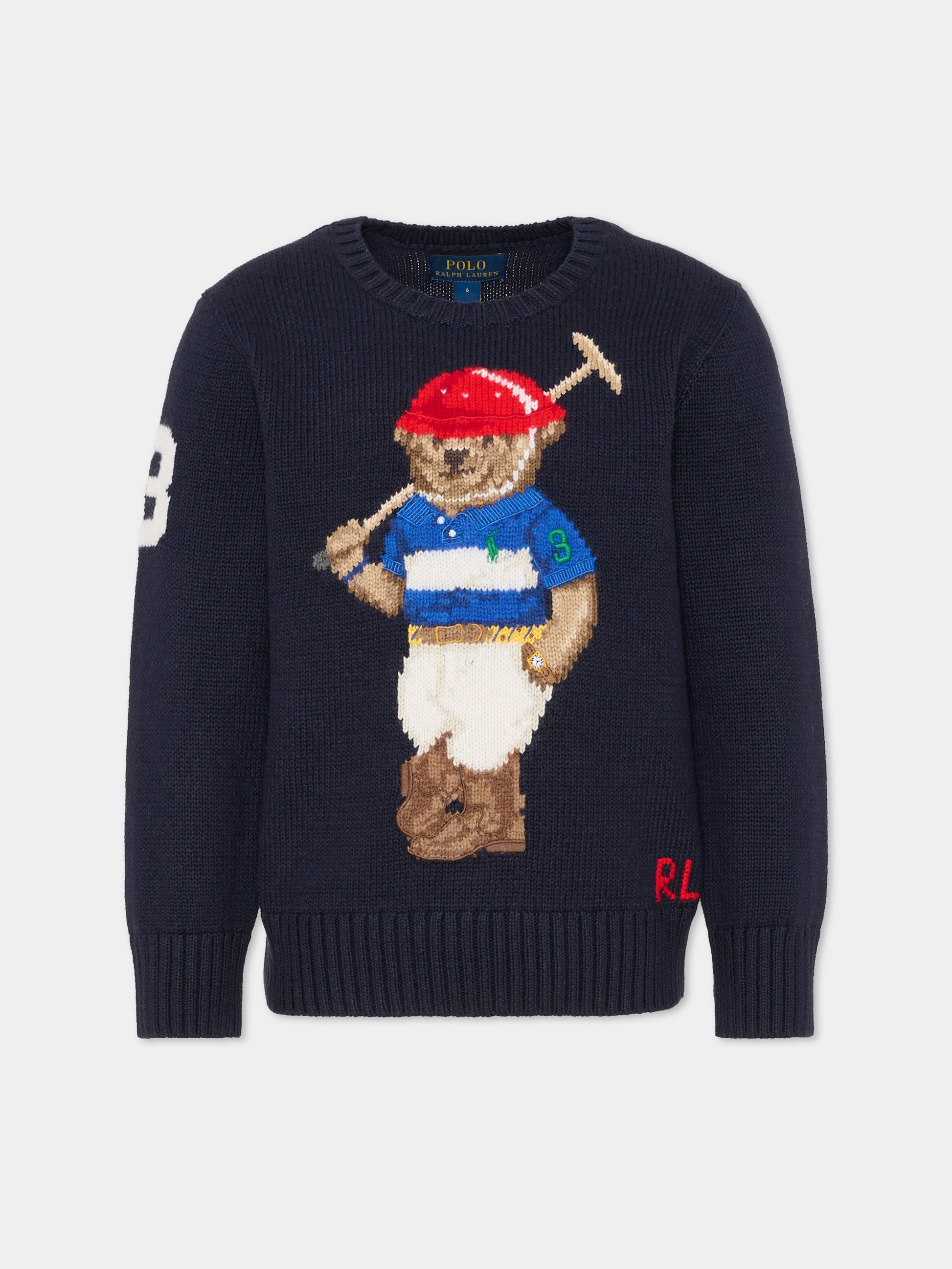 Maglione blu per bambino con Polo Bear,Ralph Lauren Kids,A95620001