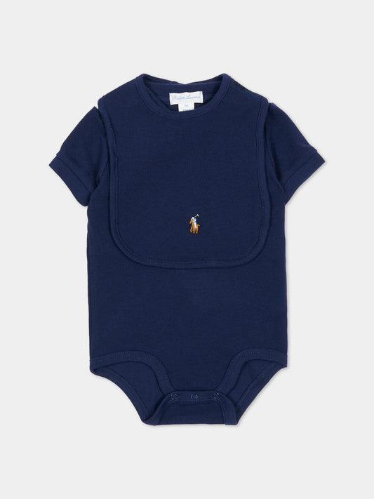 Set body blu per neonato con cavallino,Ralph Lauren Kids,981612001
