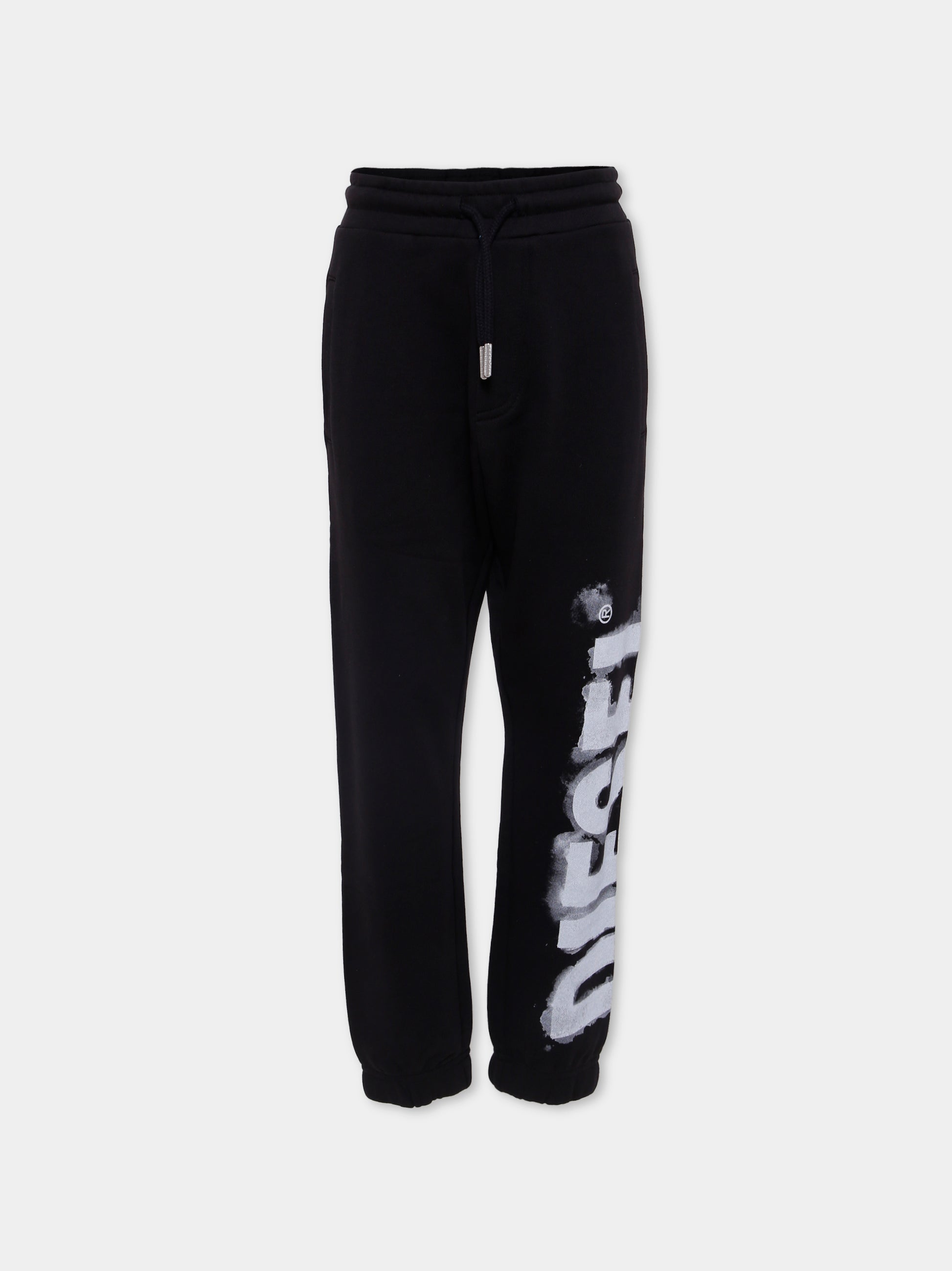 Pantaloni neri per bambino con logo,Diesel,J01384 KYAU6 K900